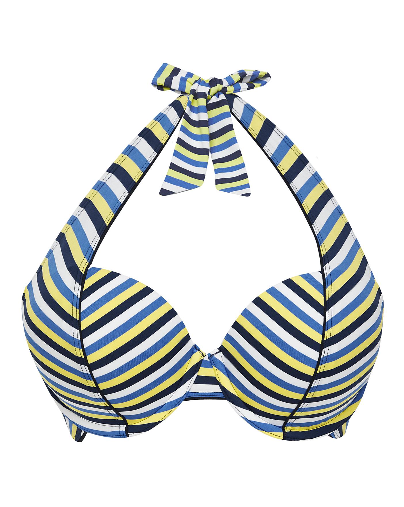 Panache ORANGE MULTI Summmer Halter Bikini Swim Top, US 36E, UK