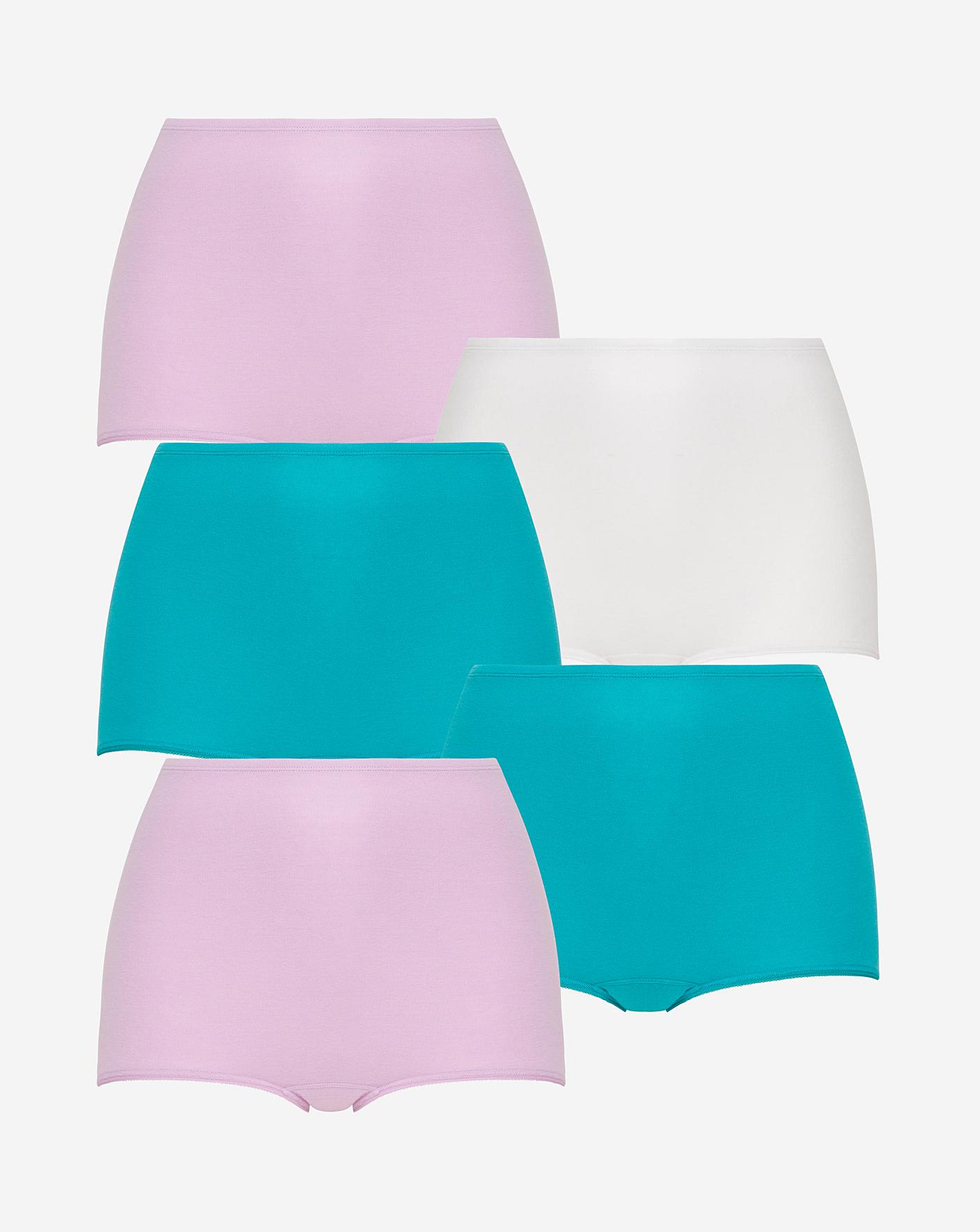 5 Pack Jade/Lilac Comfort Shorts | J D Williams