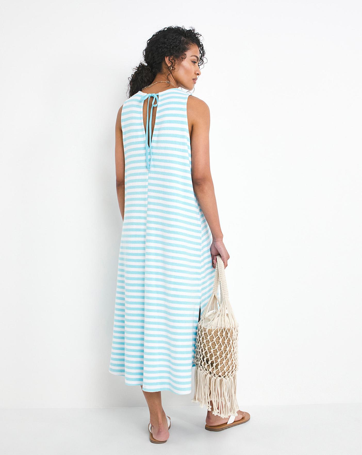 J Jill Love Linen Large Blue Stripe Maxi Dress  Blue striped maxi dress,  Striped maxi dresses, Striped maxi