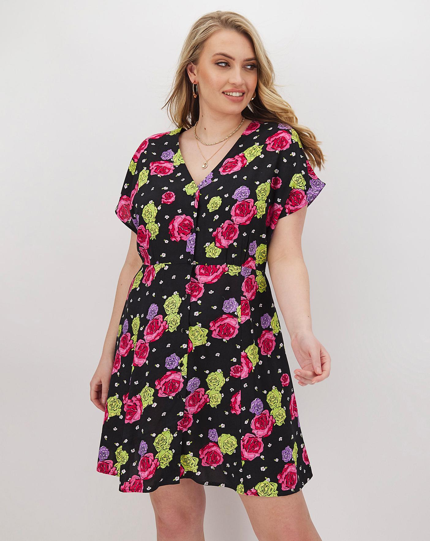 button through tea dress