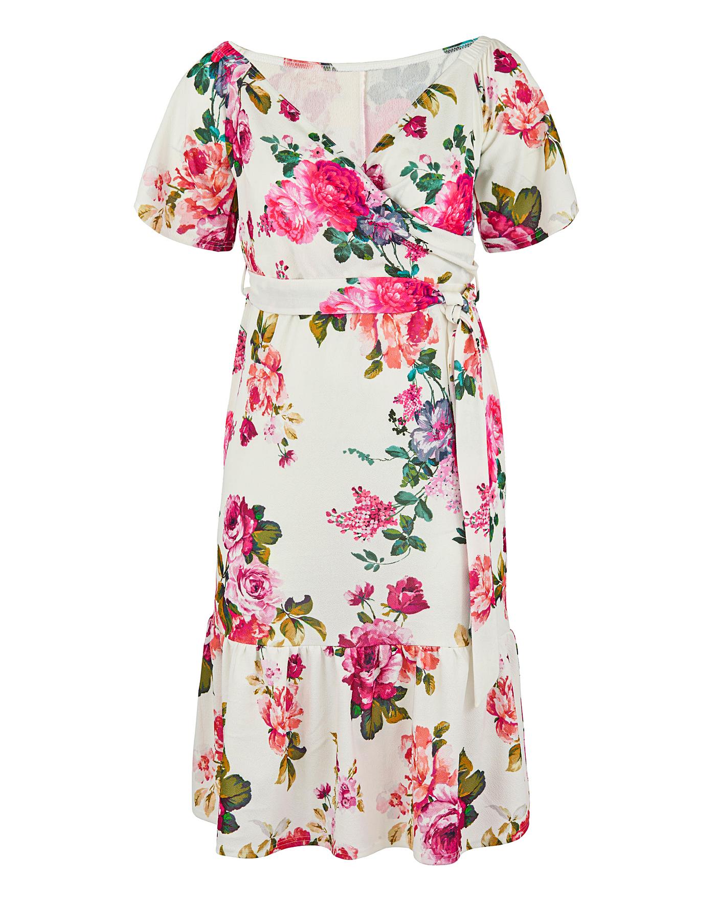 Floral Print Bardot Occasion Midi Dress | Simply Be
