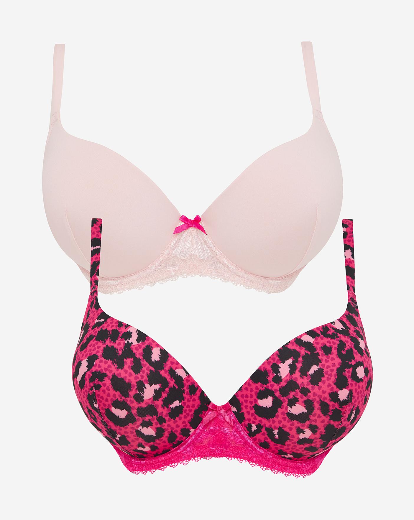 2 Pack Padded Boost Plunge Print Bras