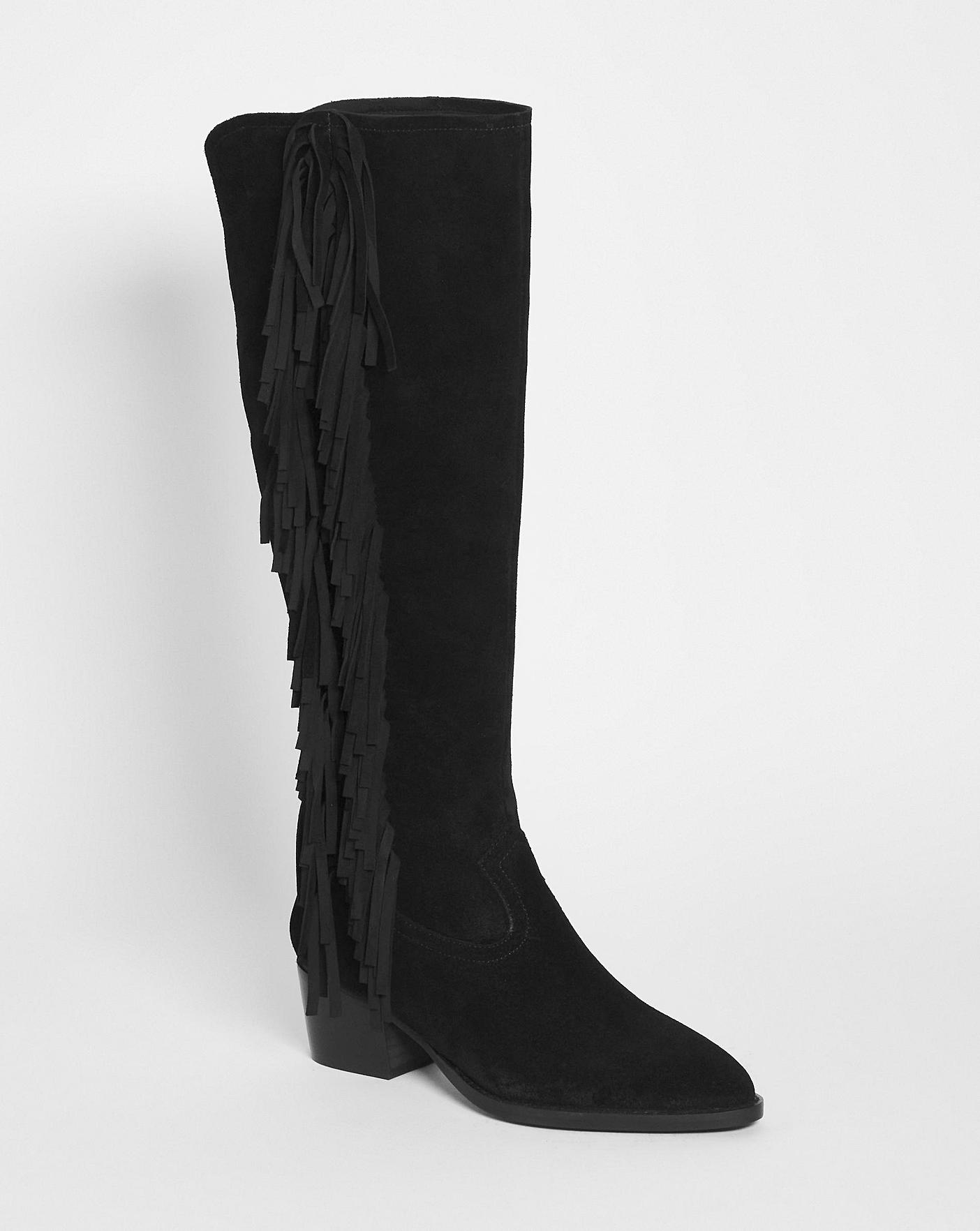 Fringed knee clearance high boots