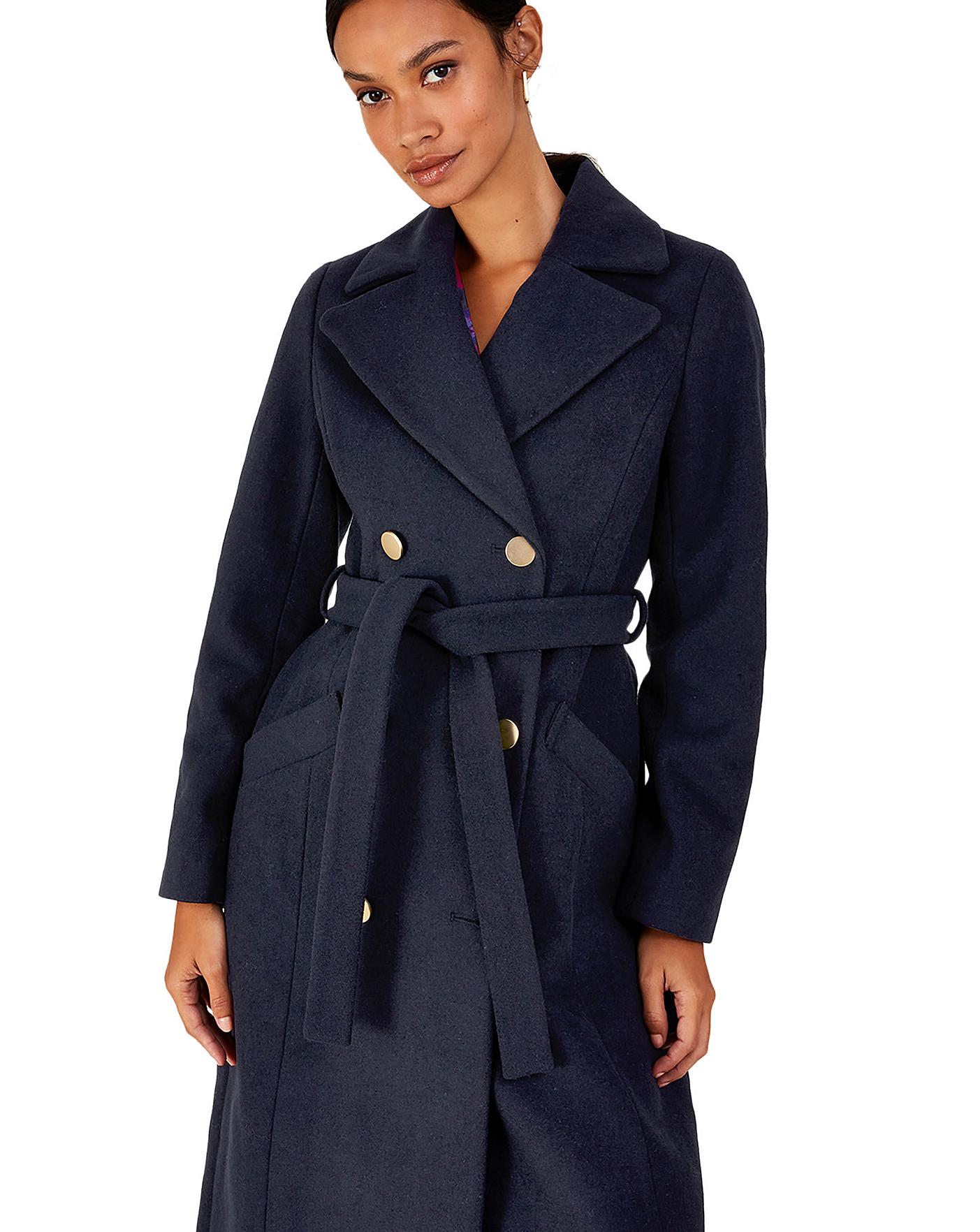 Monsoon Lola Belted Wool Trench Coat | J D Williams