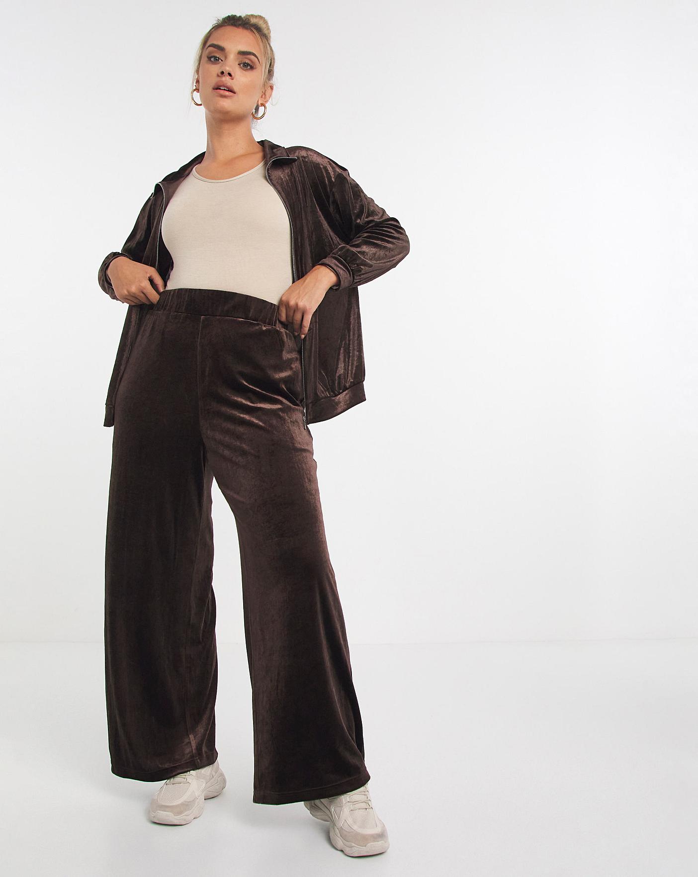 Velour Wide Leg Trousers | Simply Be