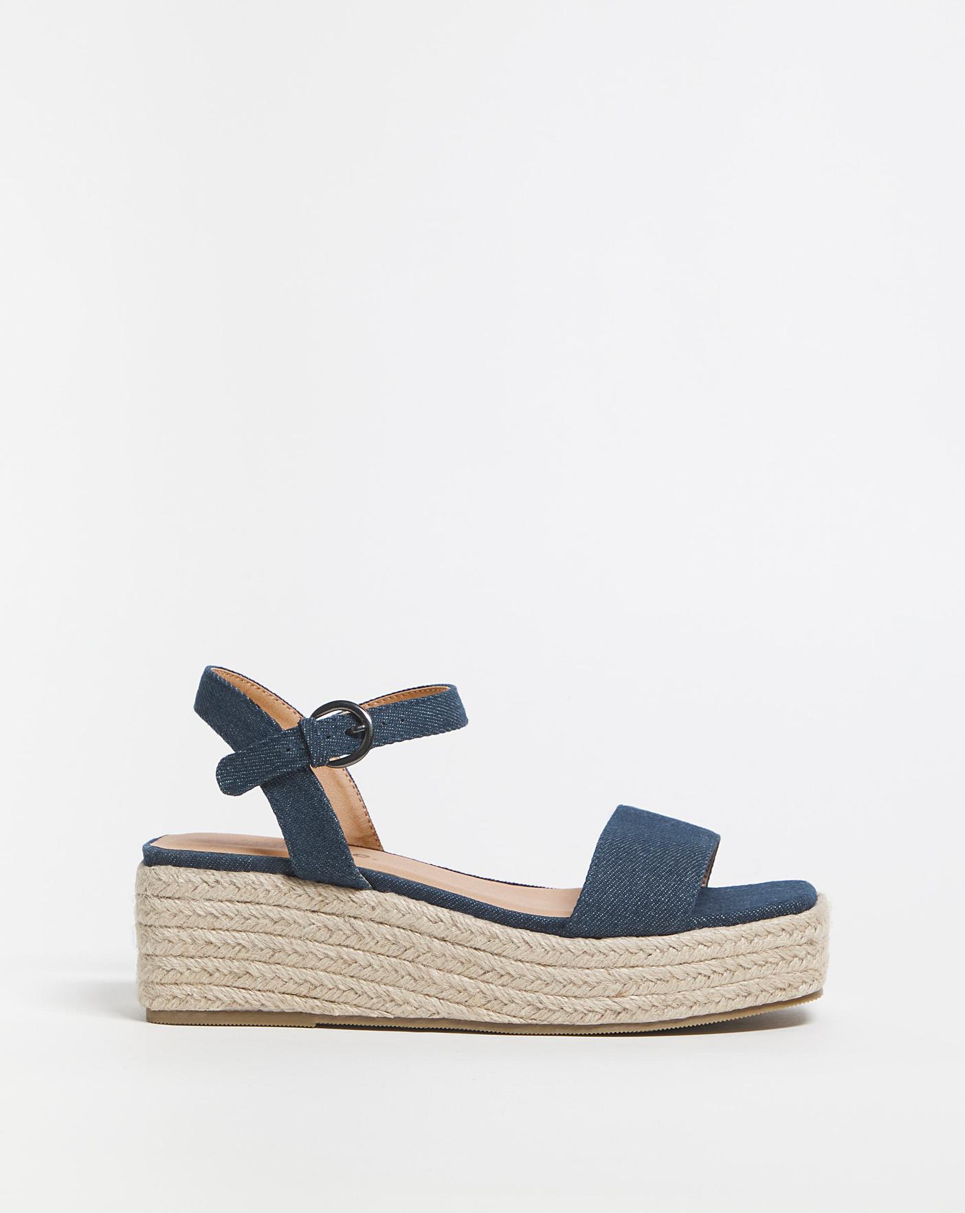 Square toe Espadrille Flatform Sandals Simply Be