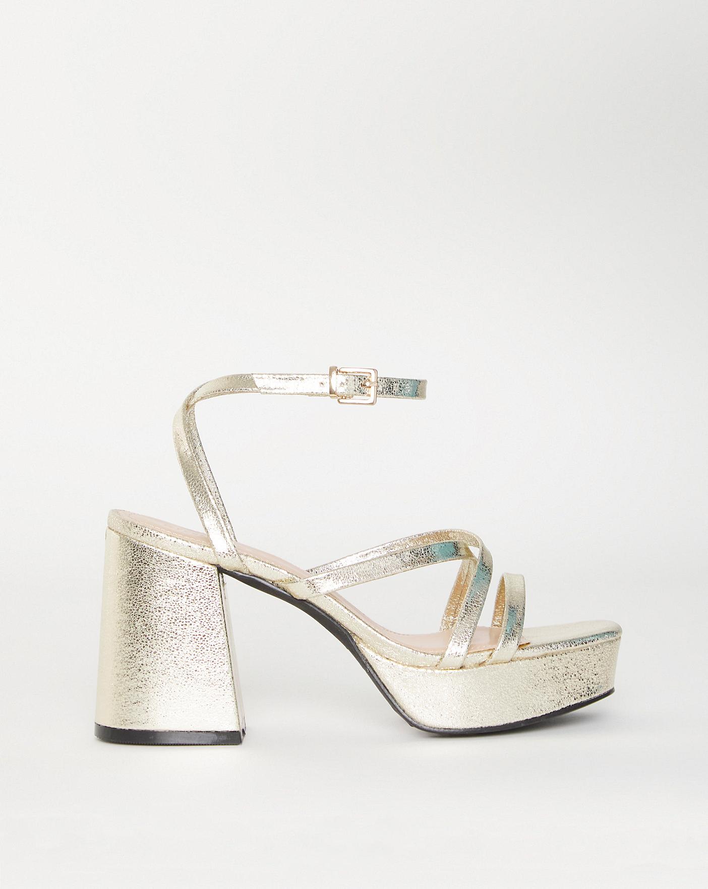 Sparkly Strappy Platform Heel Sandals | David's Bridal