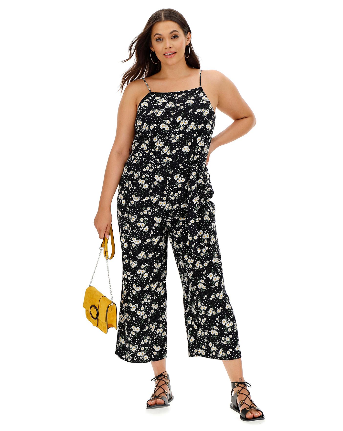 Oasis 90s Neck Daisy Print Jumpsuit | Simply Be