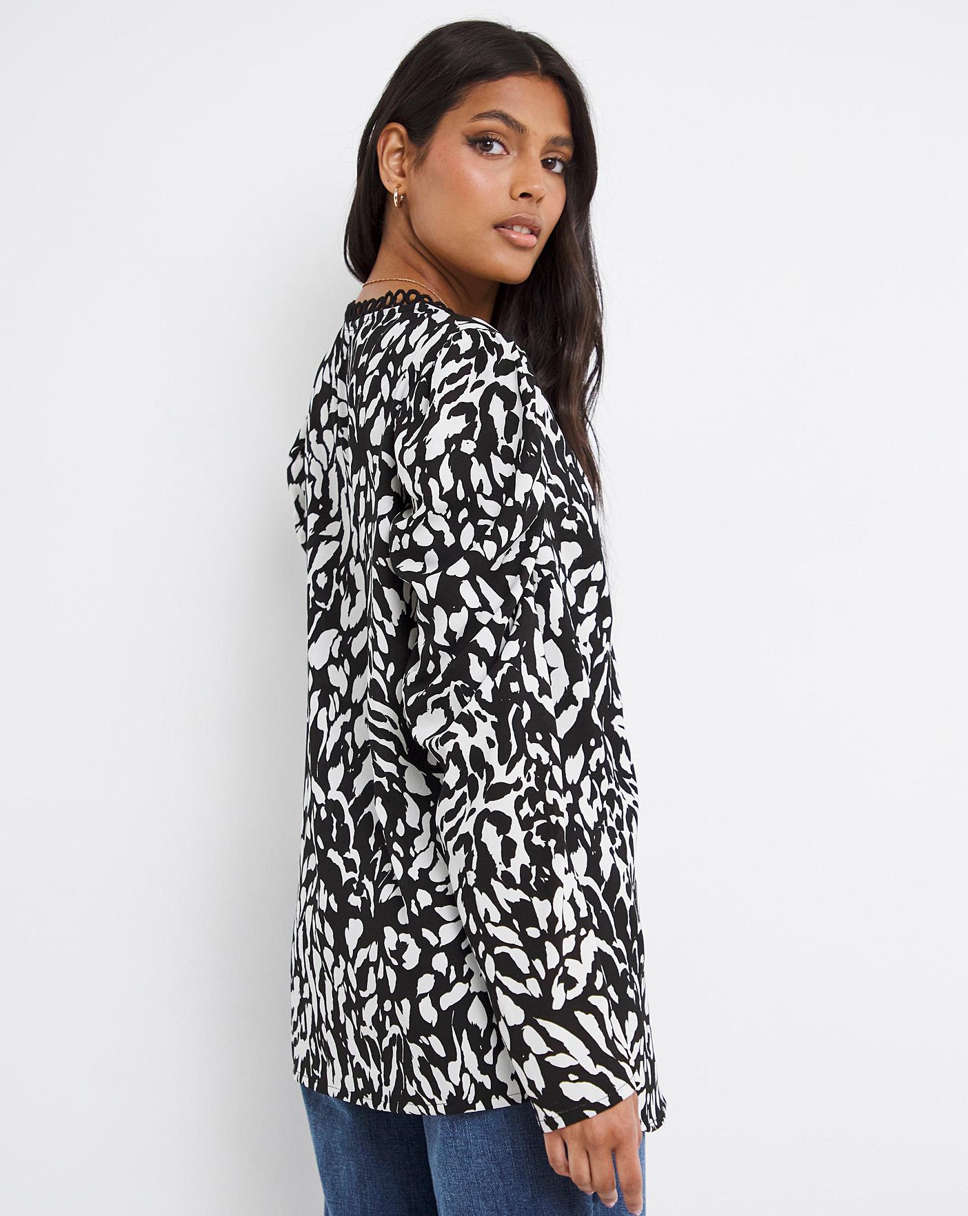 Animal Print Lace Trim Top Ambrose Wilson