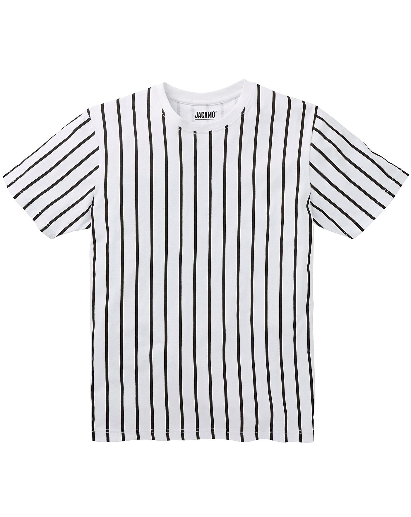 white t shirt with black stripes