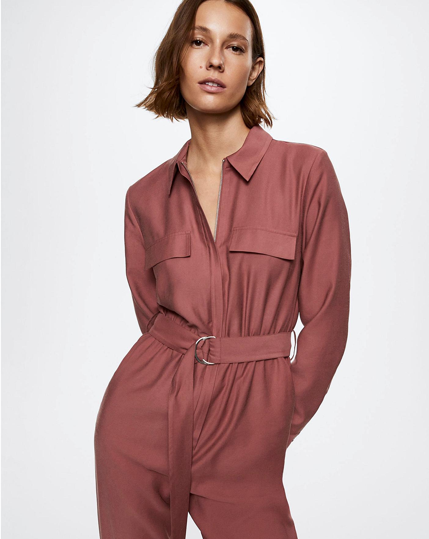 Long jumpsuit with shirt collar