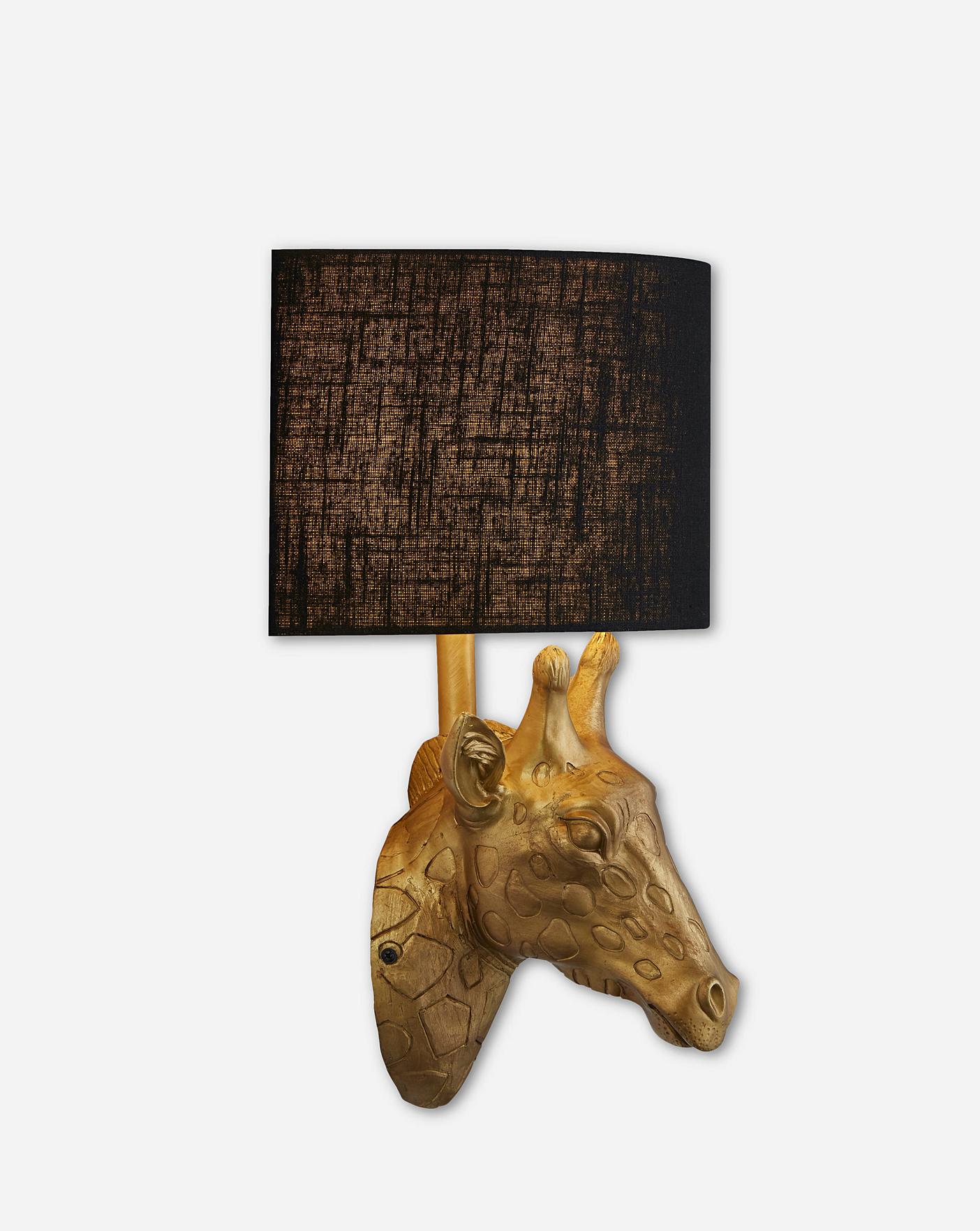 Giraffe Head Wall Lamp with Black Shade