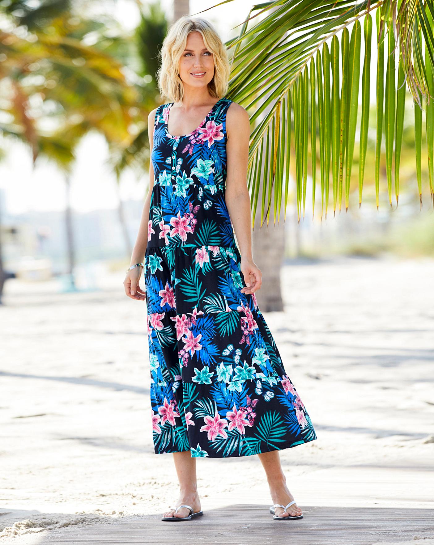 Julipa Floral Tiered Jersey Maxi Dress | J D Williams