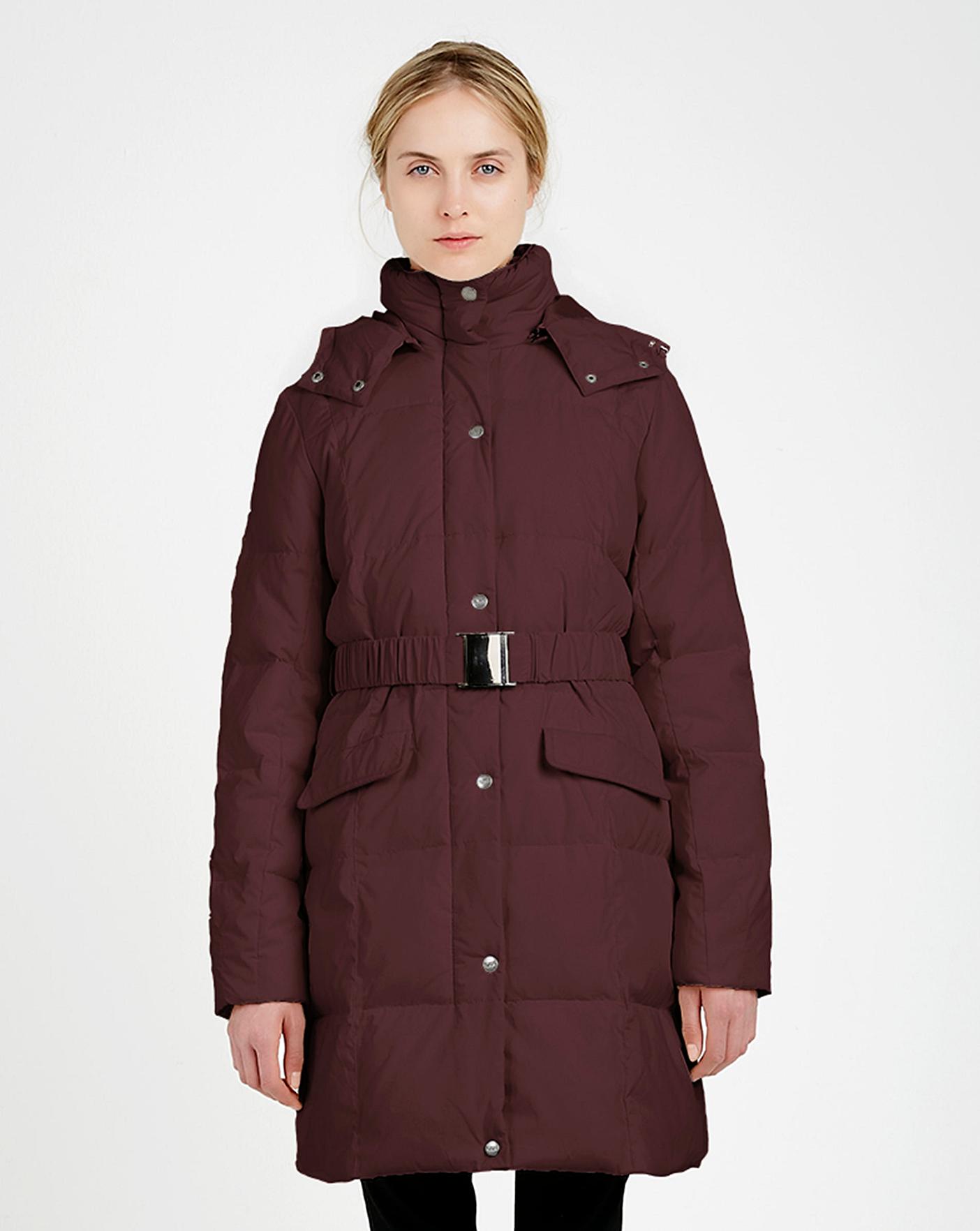 belted coat with hood