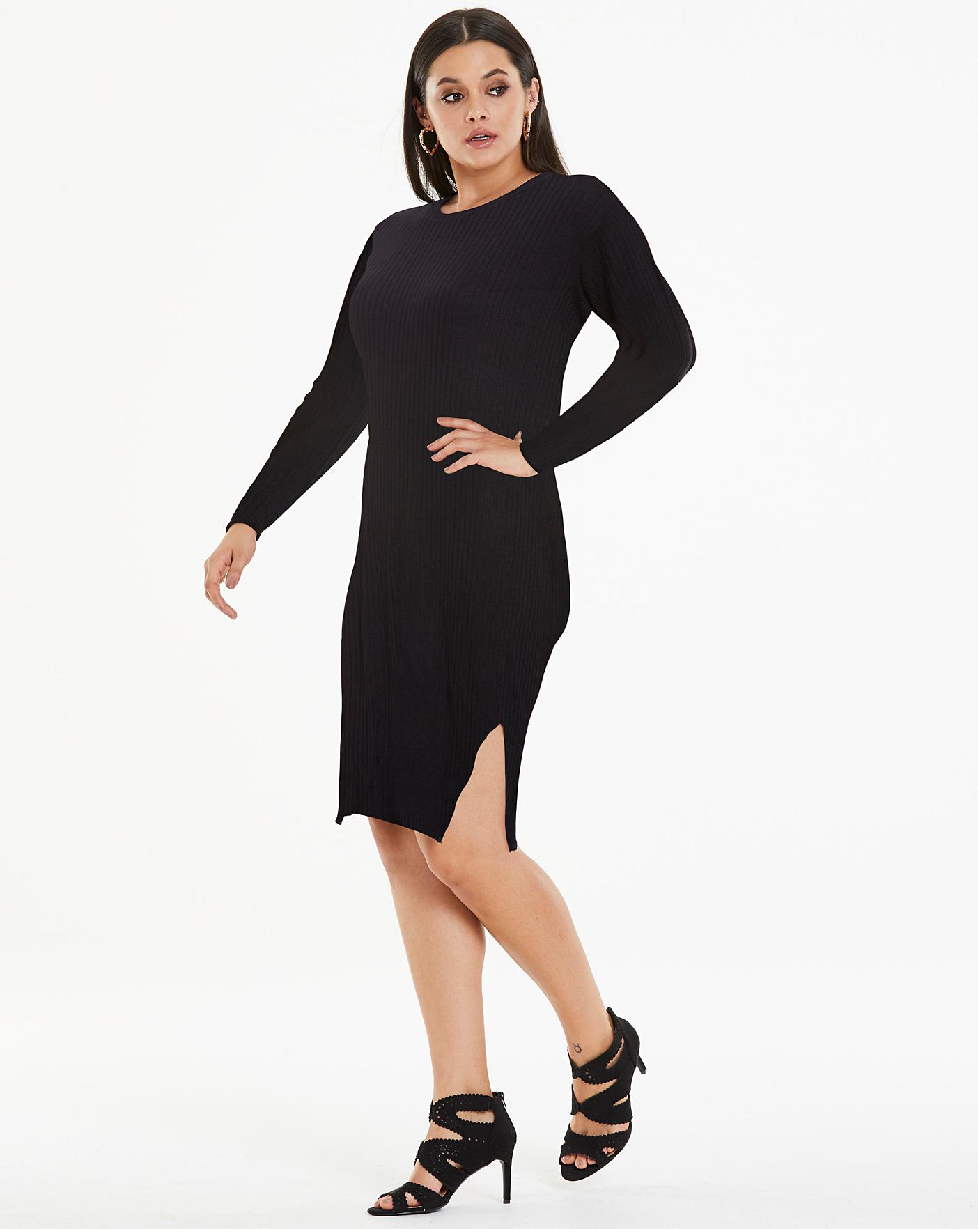 black ribbed jumper dress