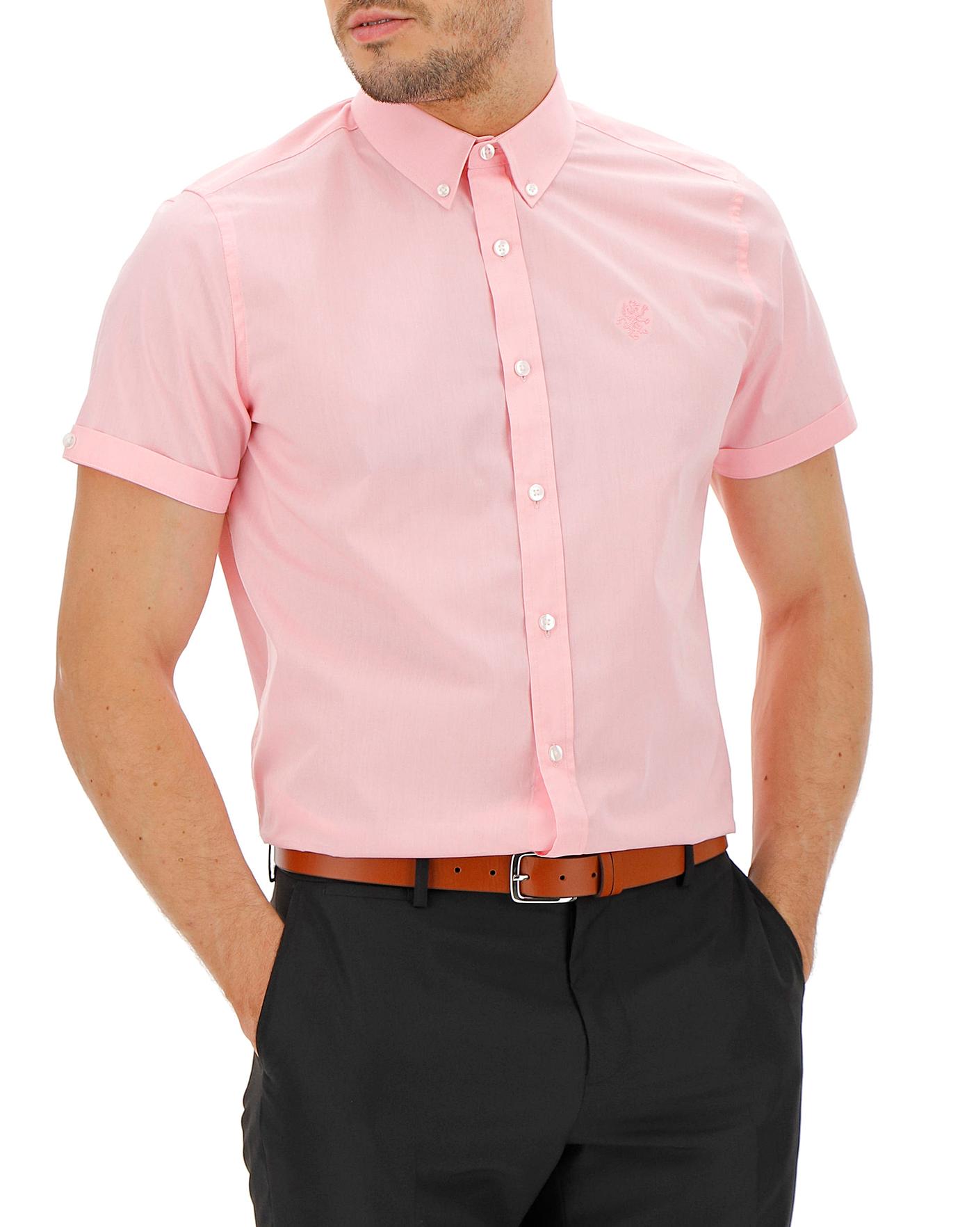 pink button down collar shirt