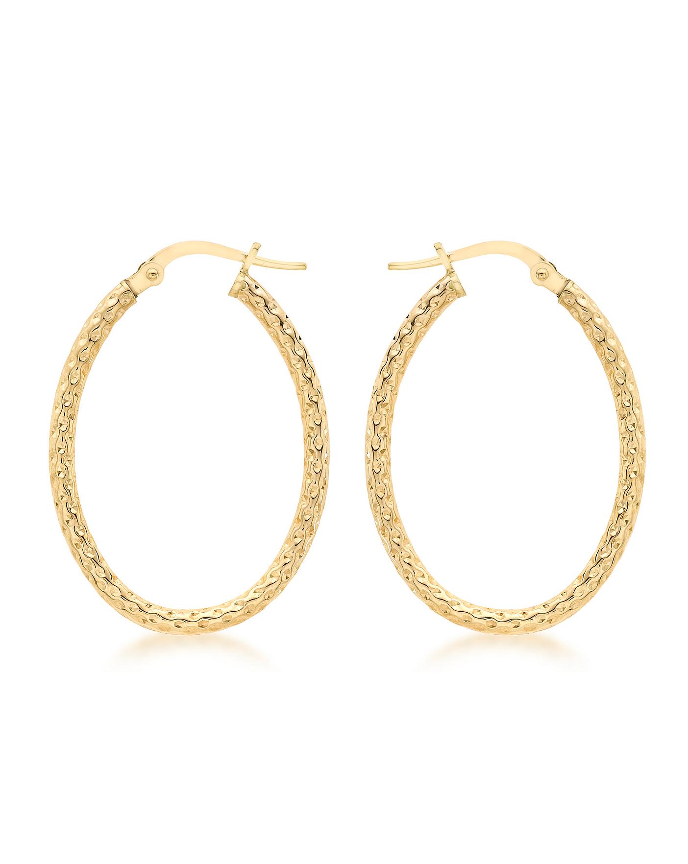 9Ct Gold Pattern Hoop Earring | Ambrose Wilson