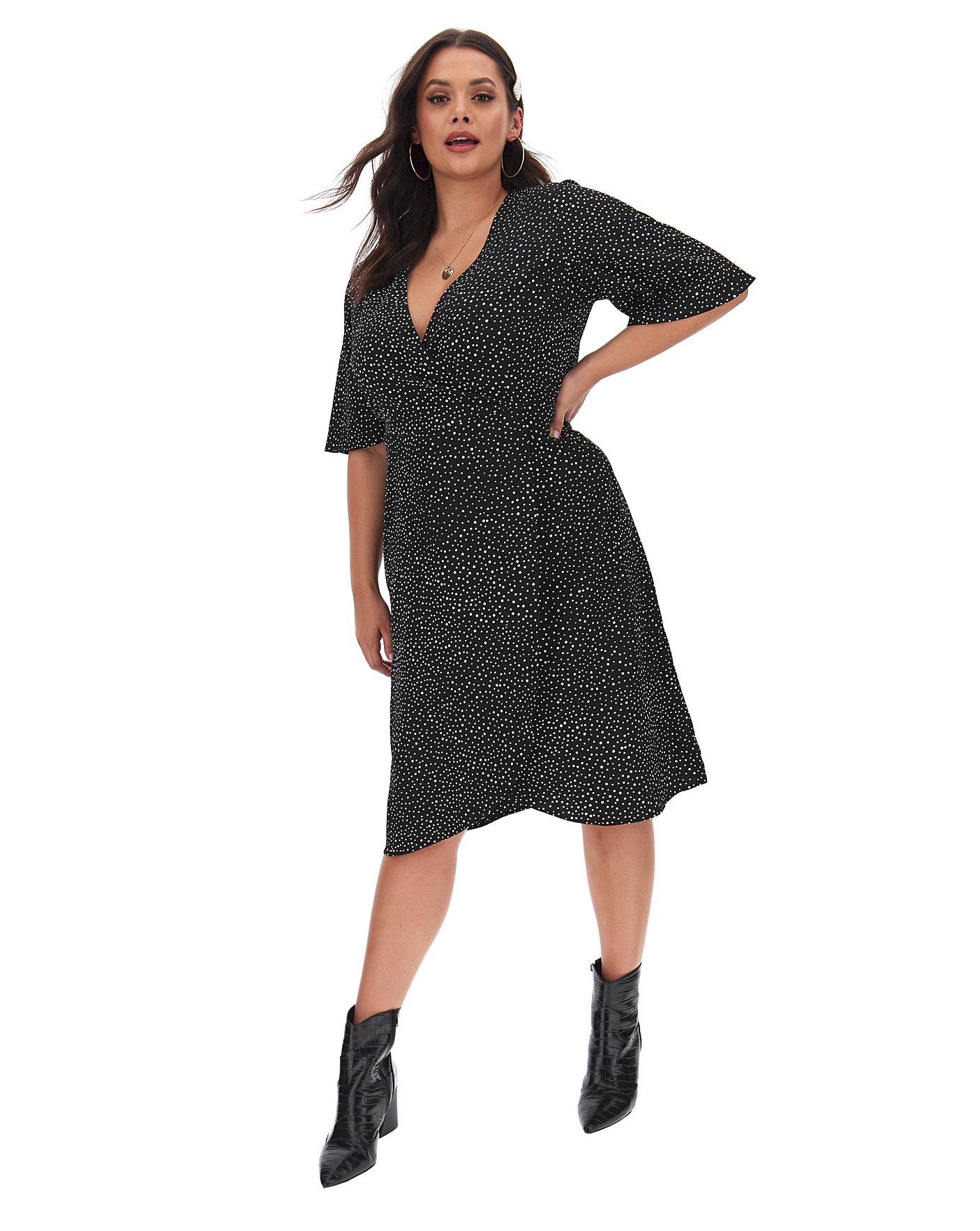 black spot wrap dress