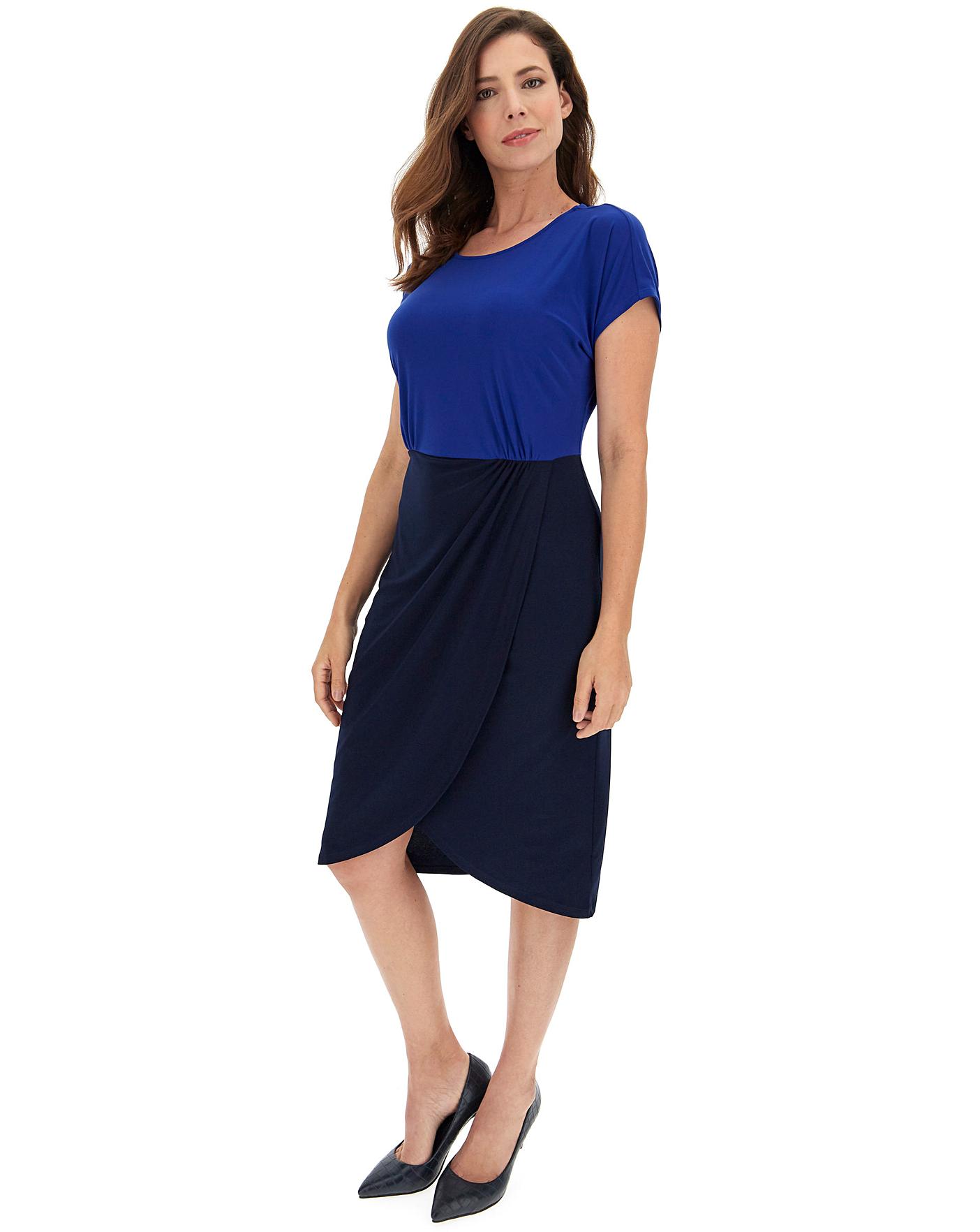 Navy/Blue Twist Cross Over Dress | J D Williams