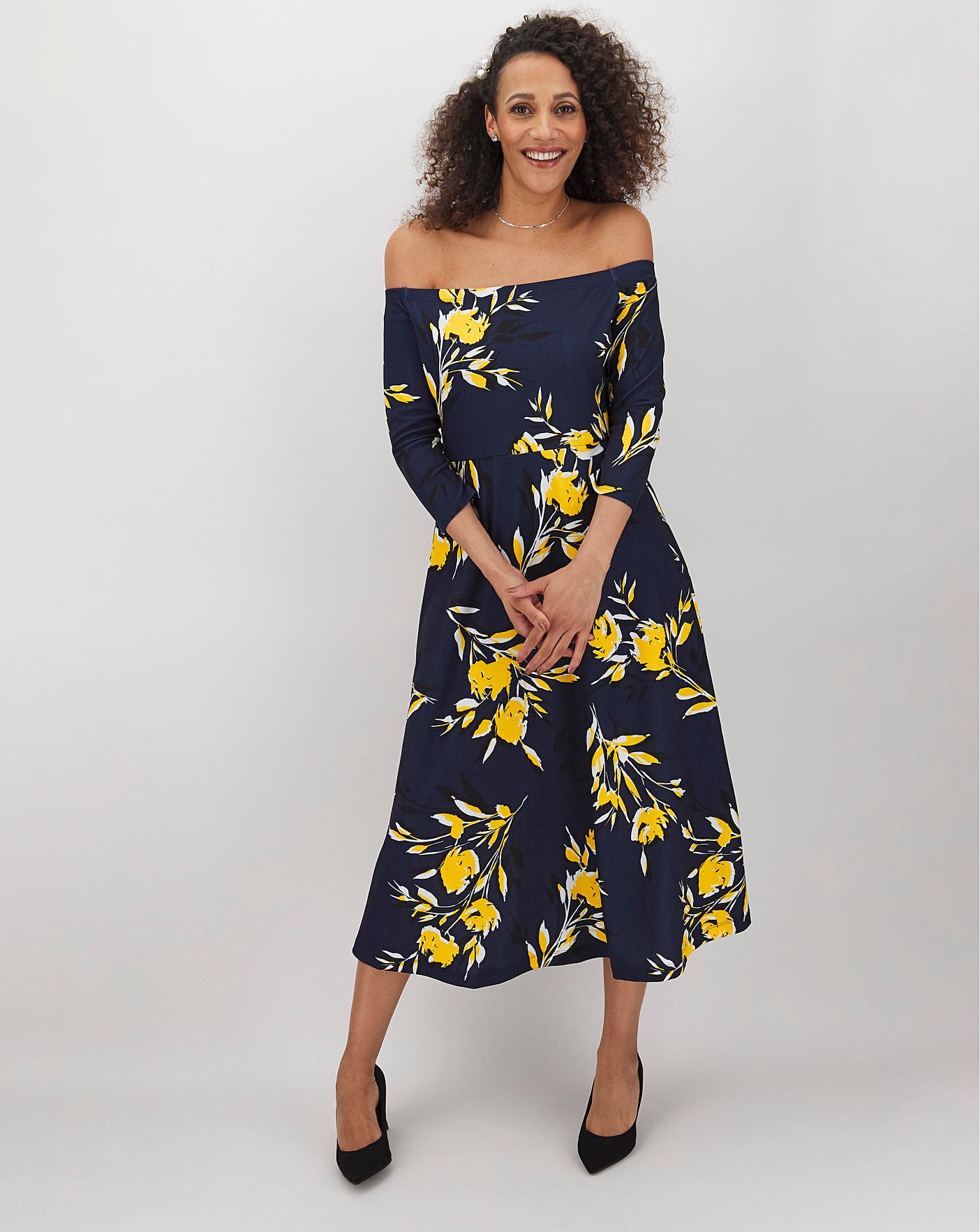 floral bardot midi dress