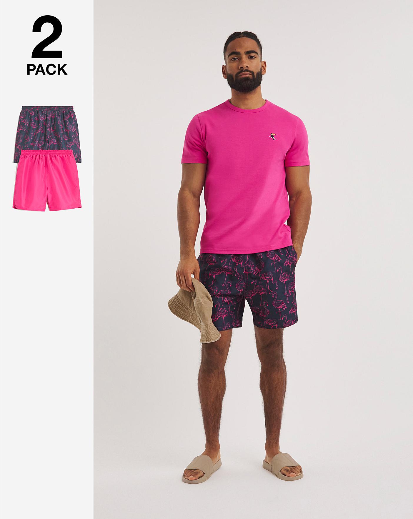 Mens pink best sale flamingo swim shorts