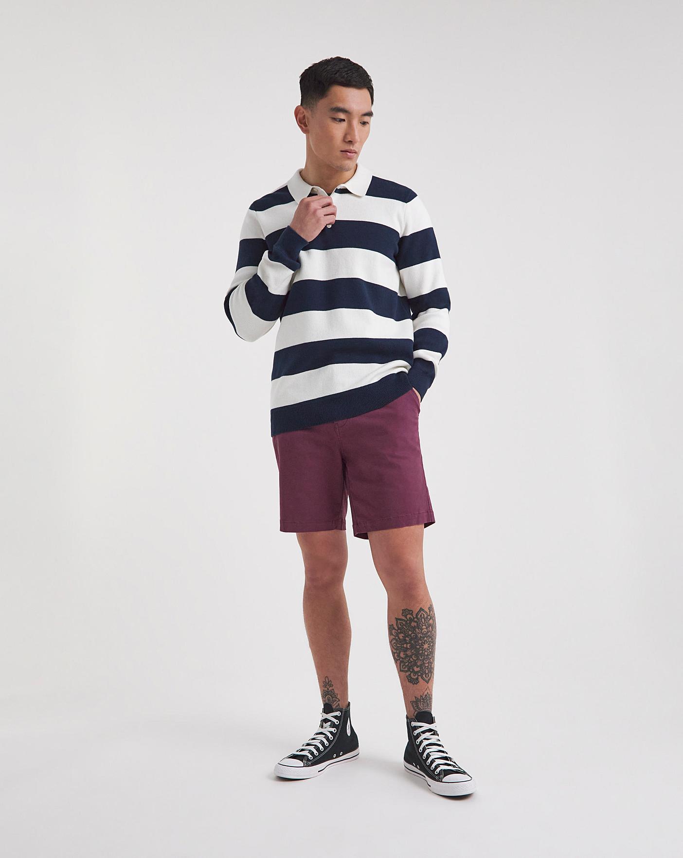 Mens burgundy chino clearance shorts