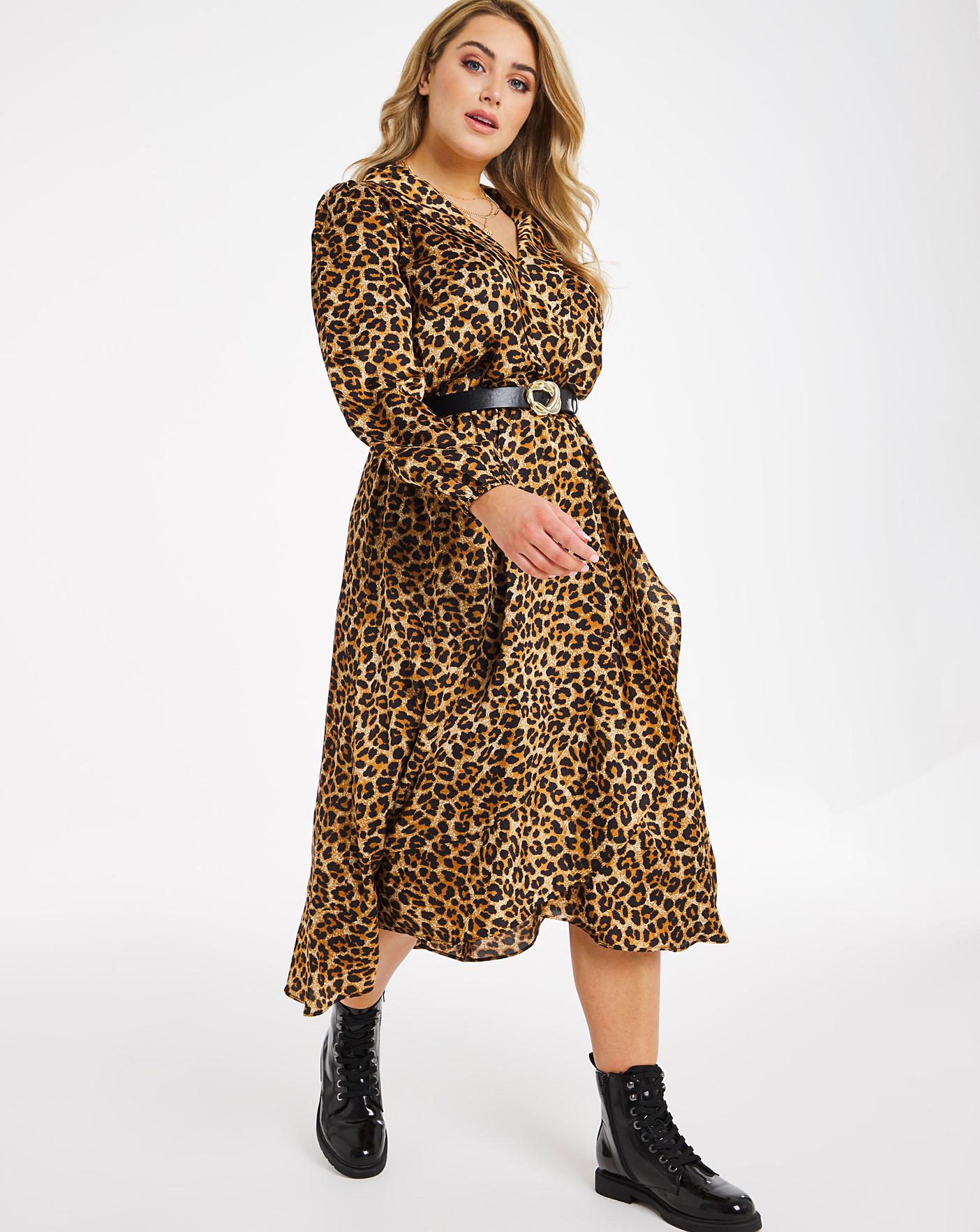 leopard print wrap dress midi