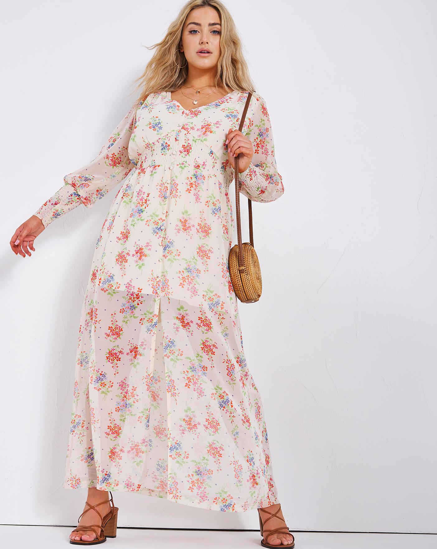 button through maxi dress uk