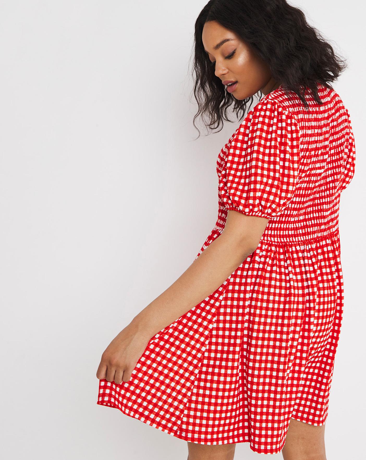 red white gingham dress