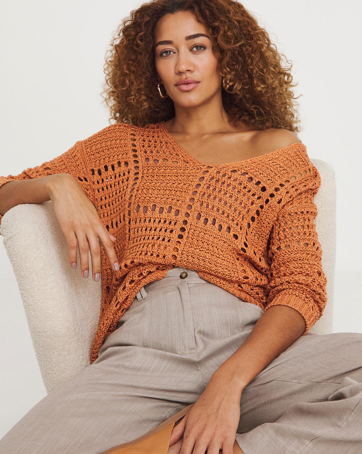 Pointelle v neck sweater best sale