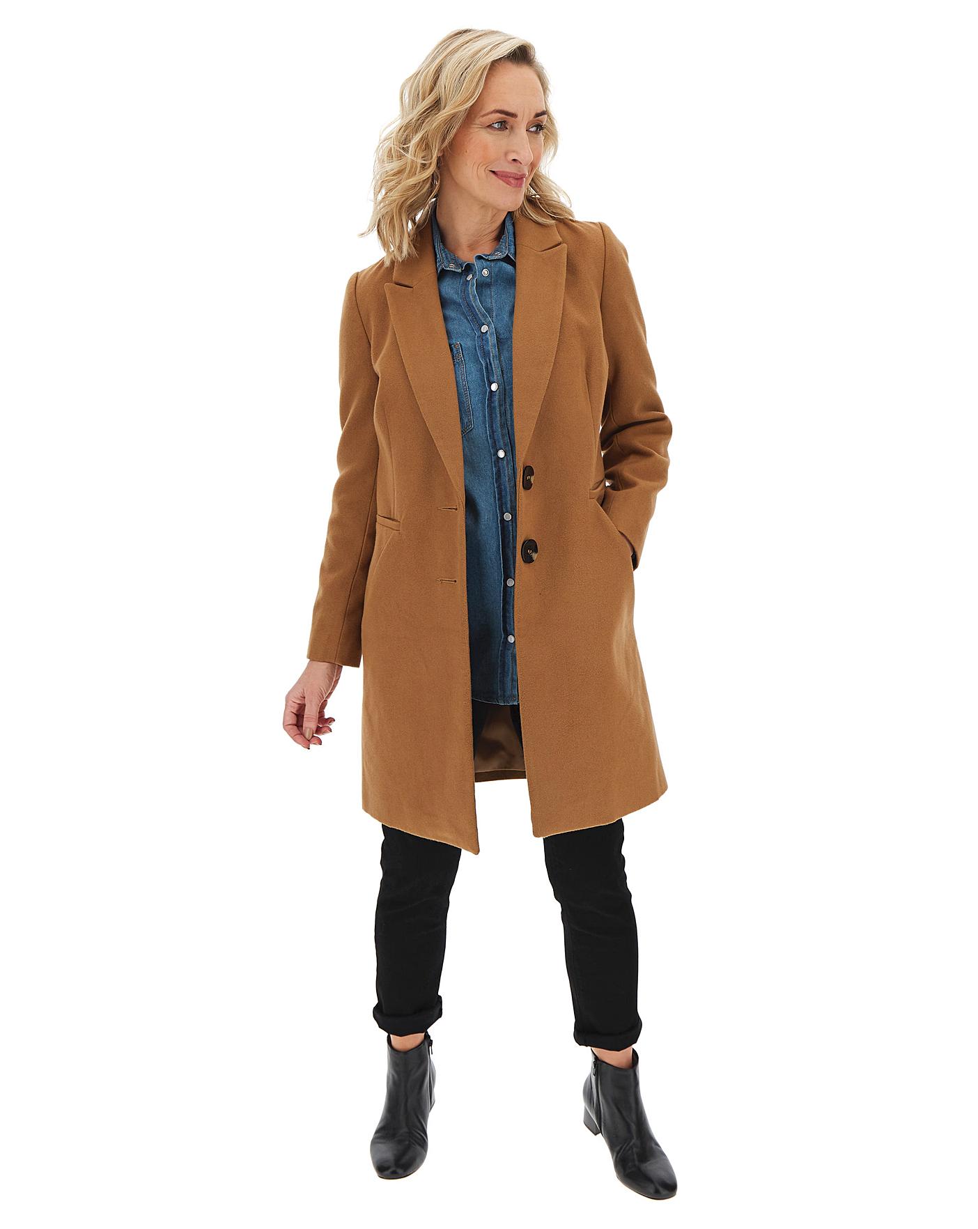 ladies single breasted camel coat