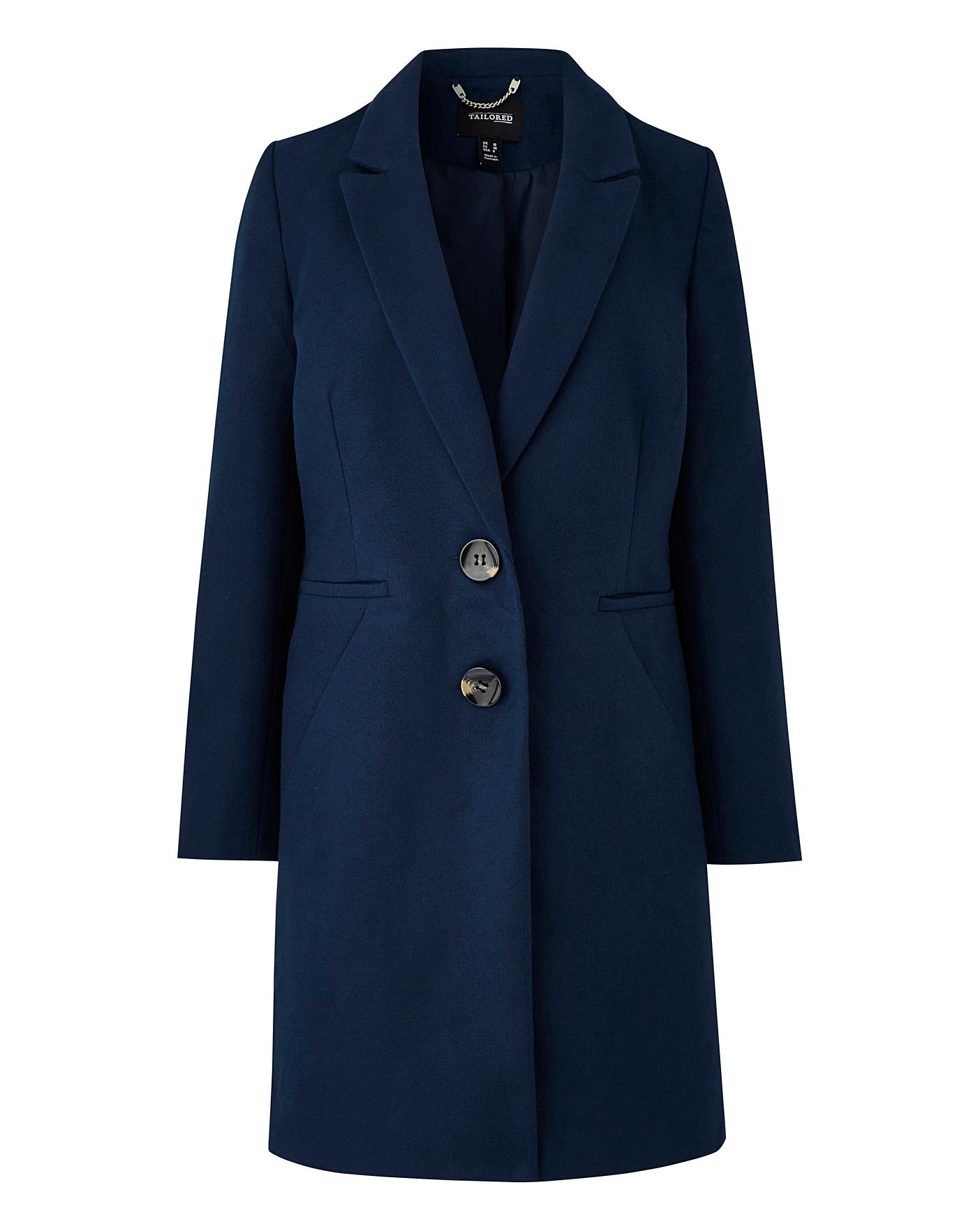 Petite Navy Single Breasted Coat | Oxendales