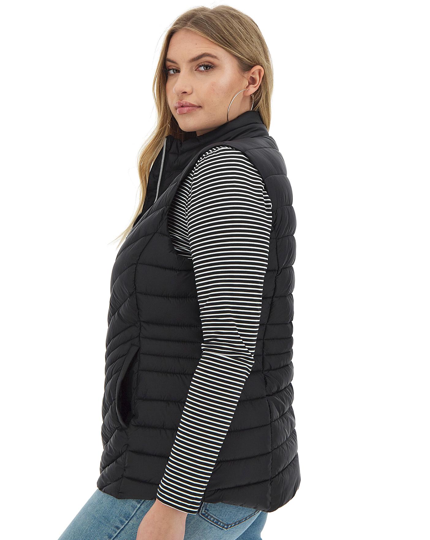 Black Lightweight Padded Gilet Simply Be