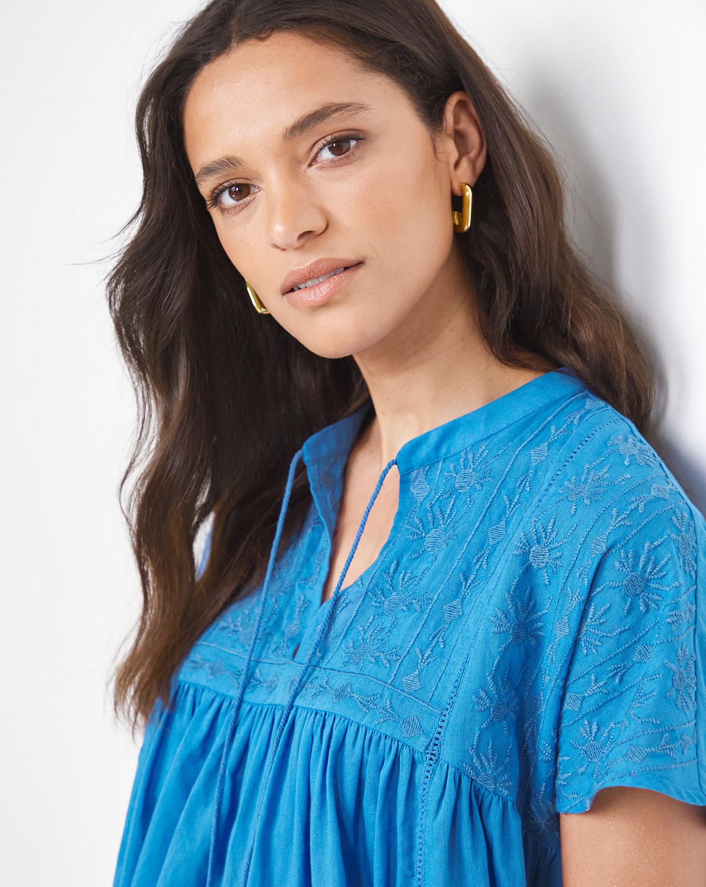 Embroidered clearance smock top