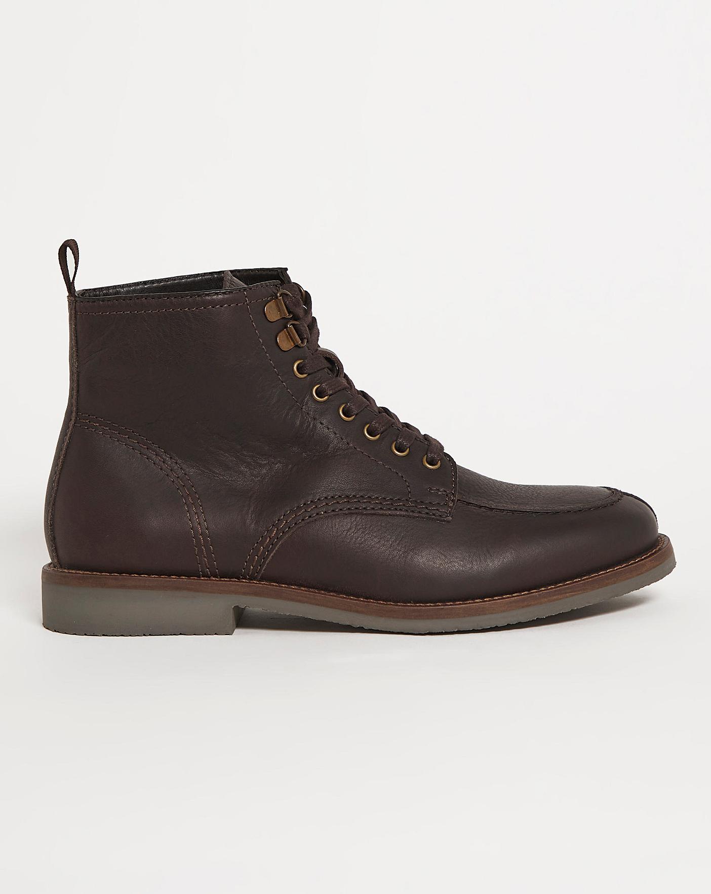Dark Brown Chukka Leather Boot Wide Fit
