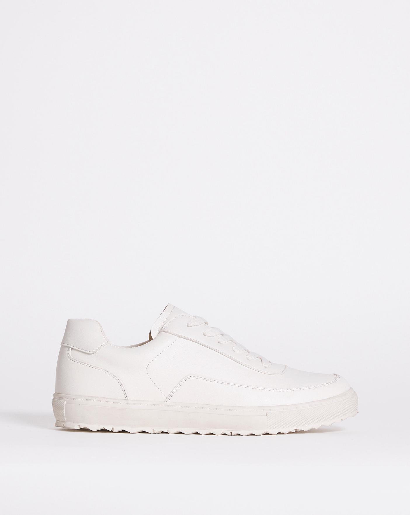 White Lace Up Trainer Wide Fit