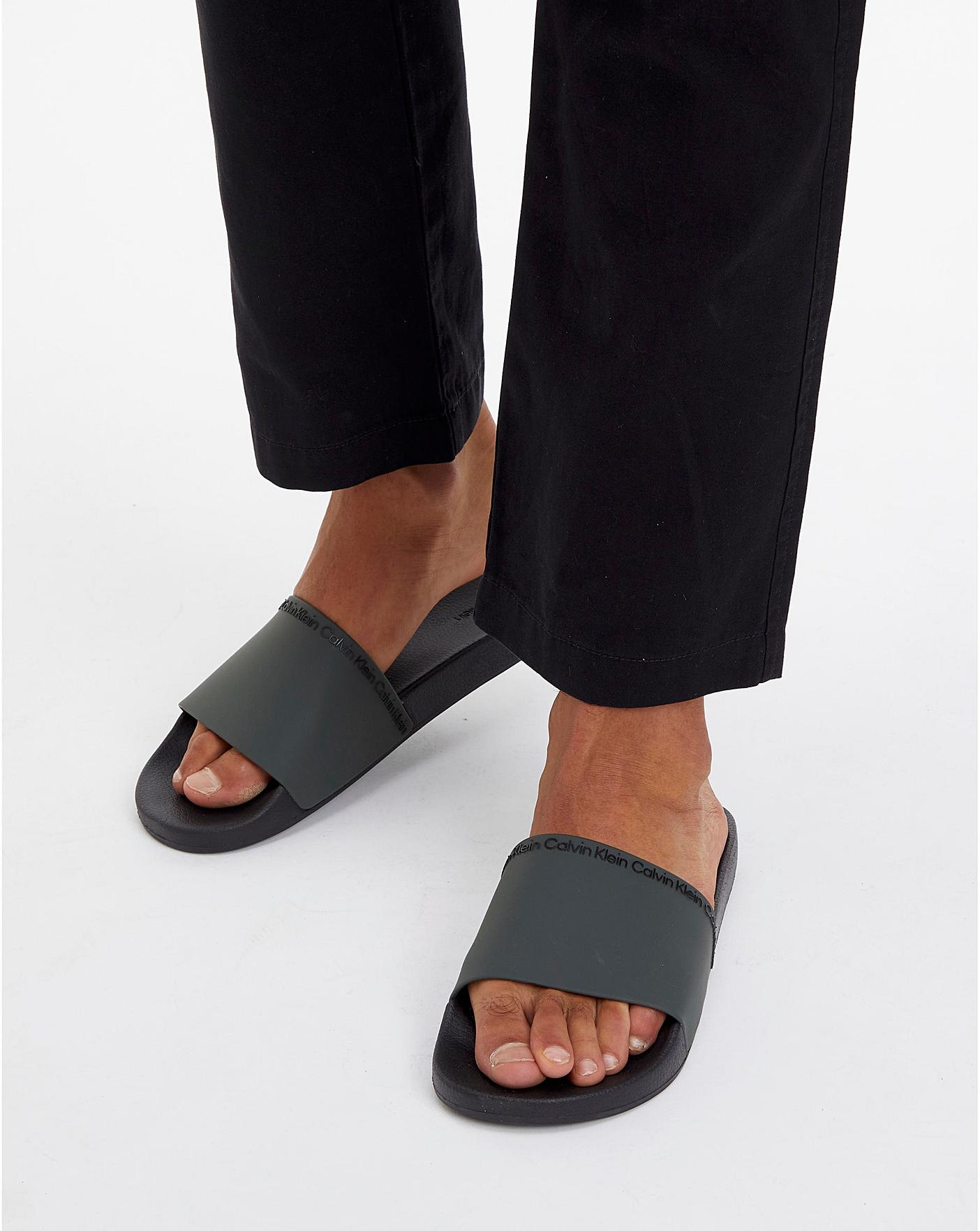 Black calvin hot sale klein slides