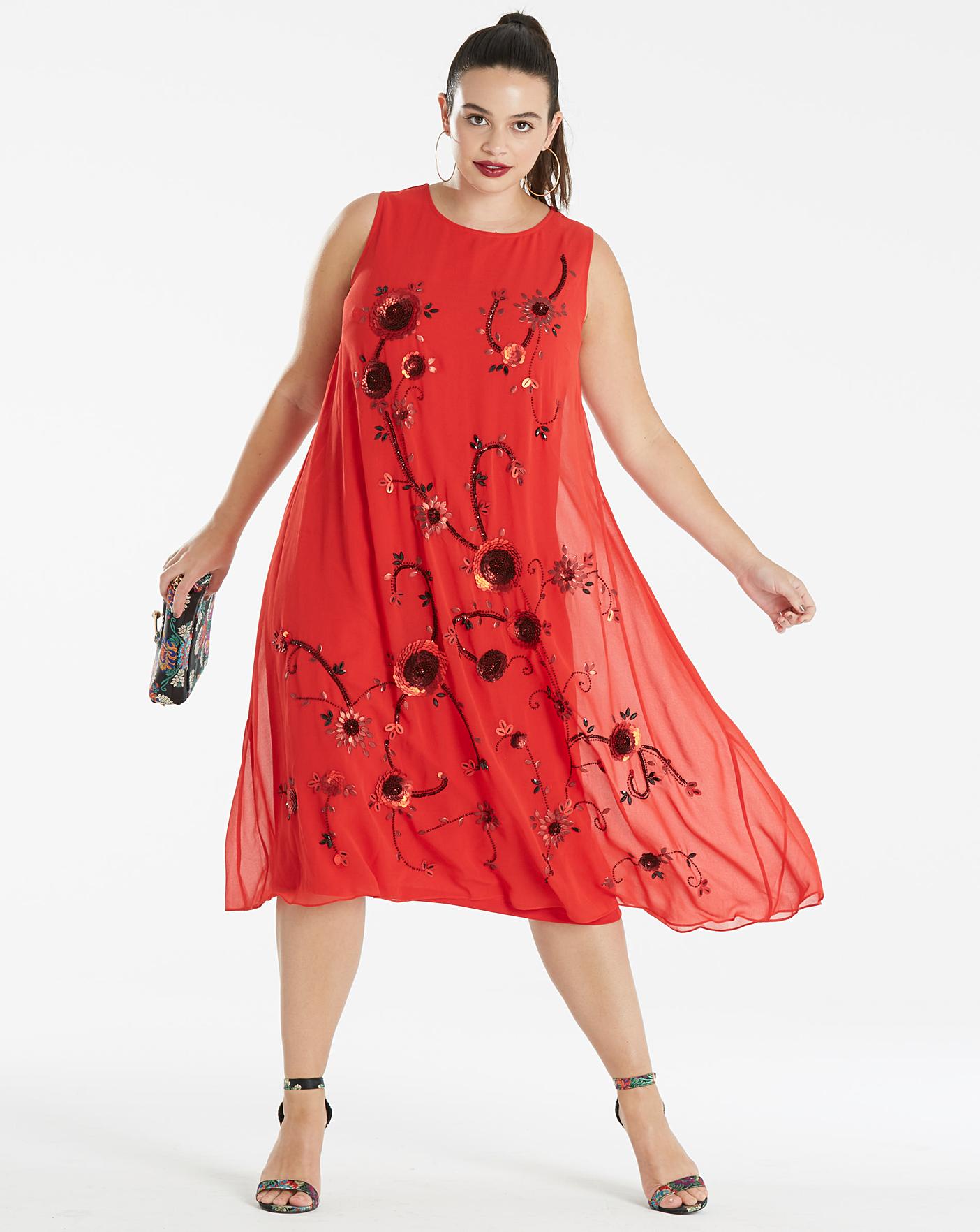 red sequin swing dress