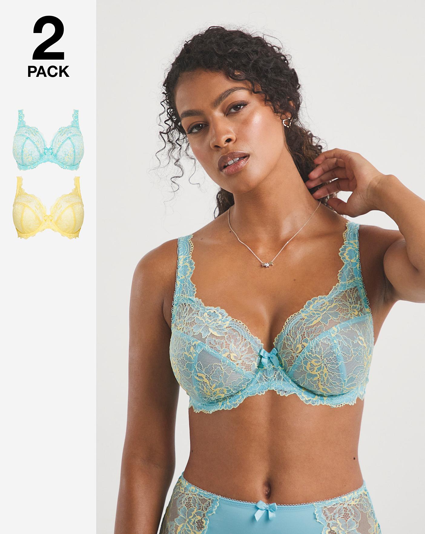 Pretty Secrets 2 Pack Ella Lace Non Wired Full Cup Bras, Simply Be