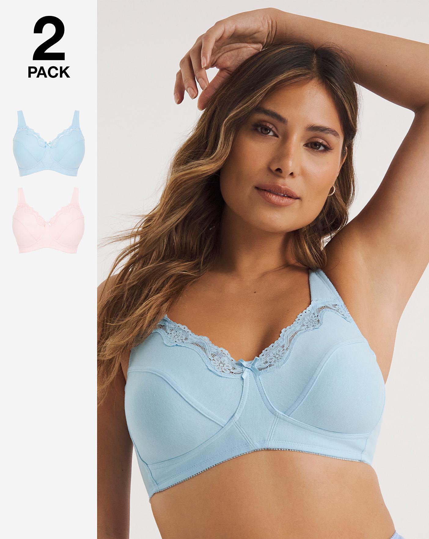2-pack Soft-cup Lace Bras - White/blue - Ladies