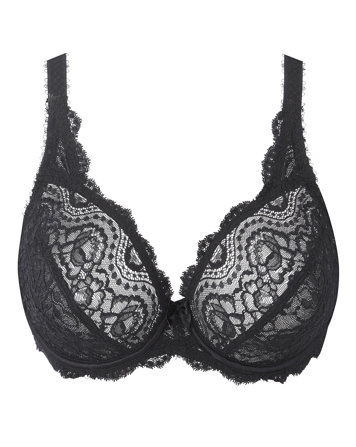 Playtex Flower Lace Black Wired Bra J D Williams 