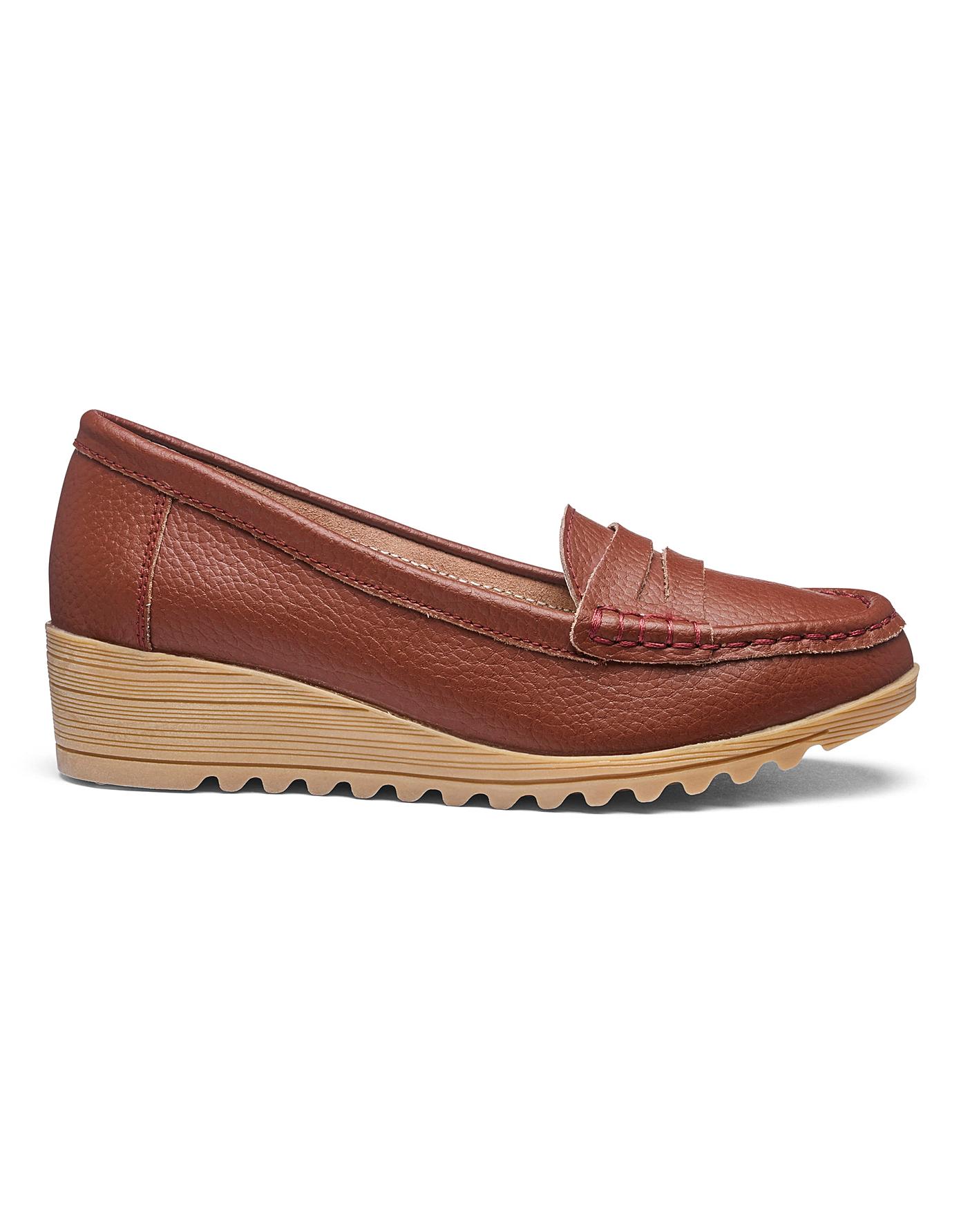 Leather Wedge Loafer Shoes EEE Fit | Fashion World
