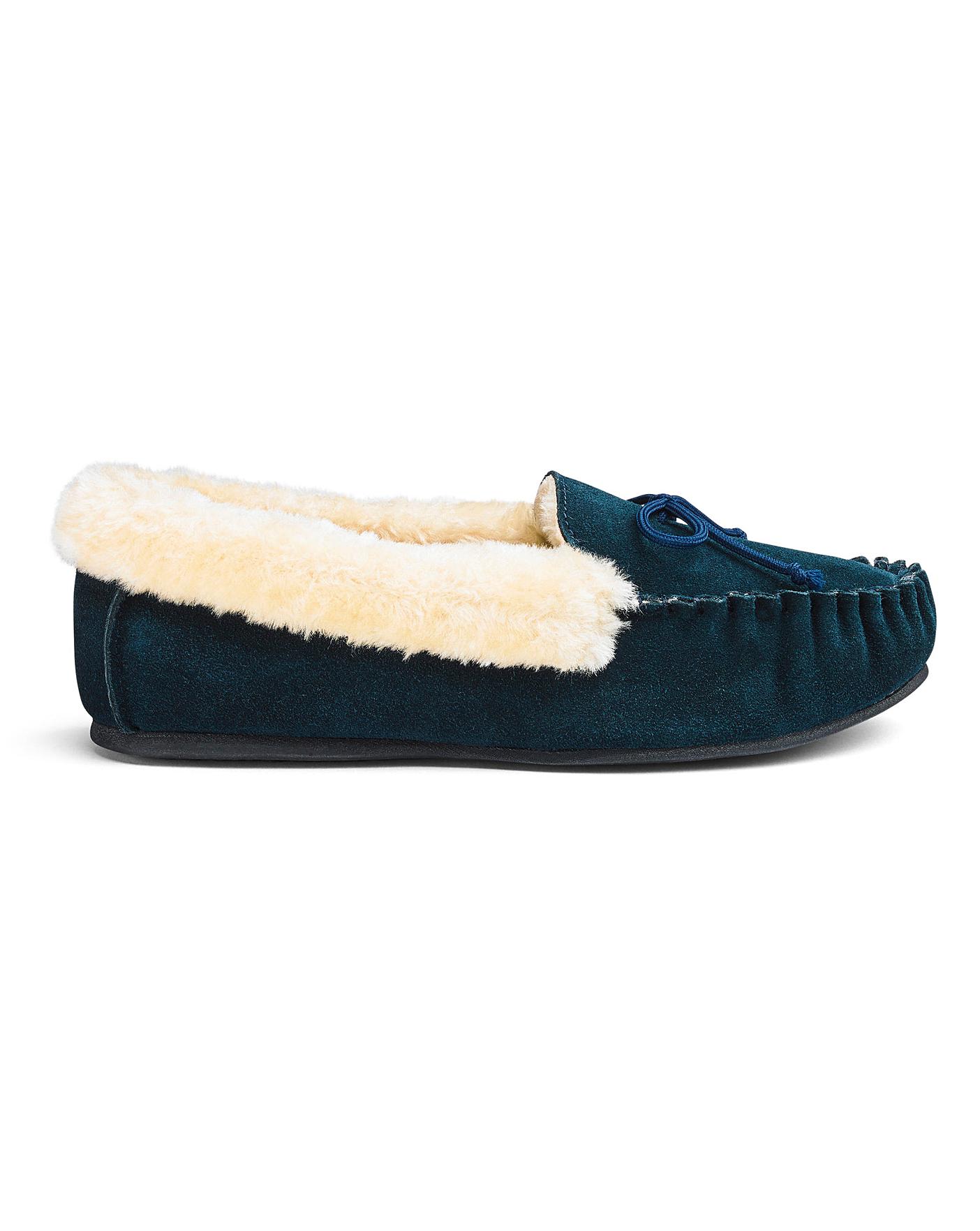 Suede Moccasin Slippers EEE Fit | Simply Be
