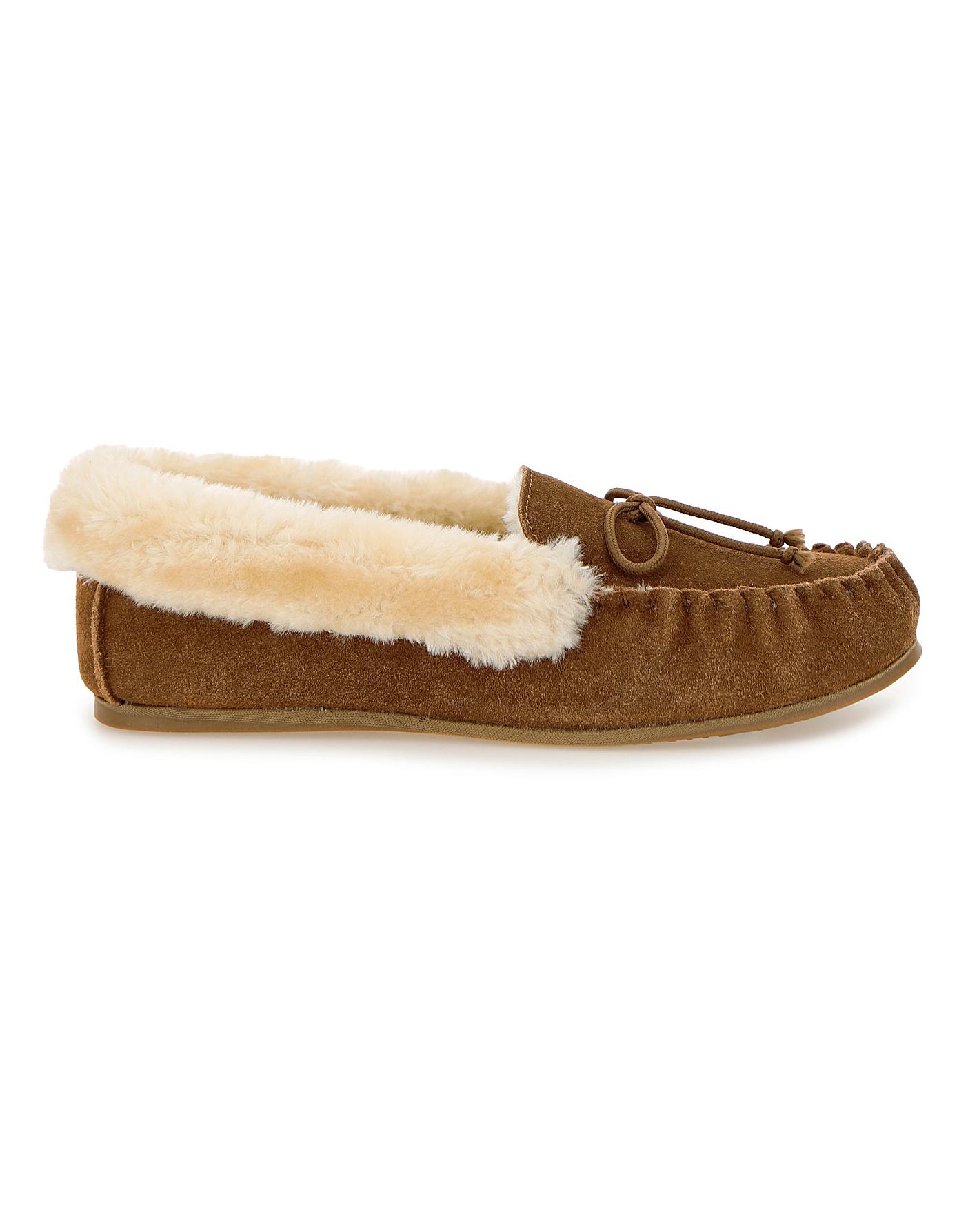 Suede Moccasin Slippers EEE Fit | Marisota