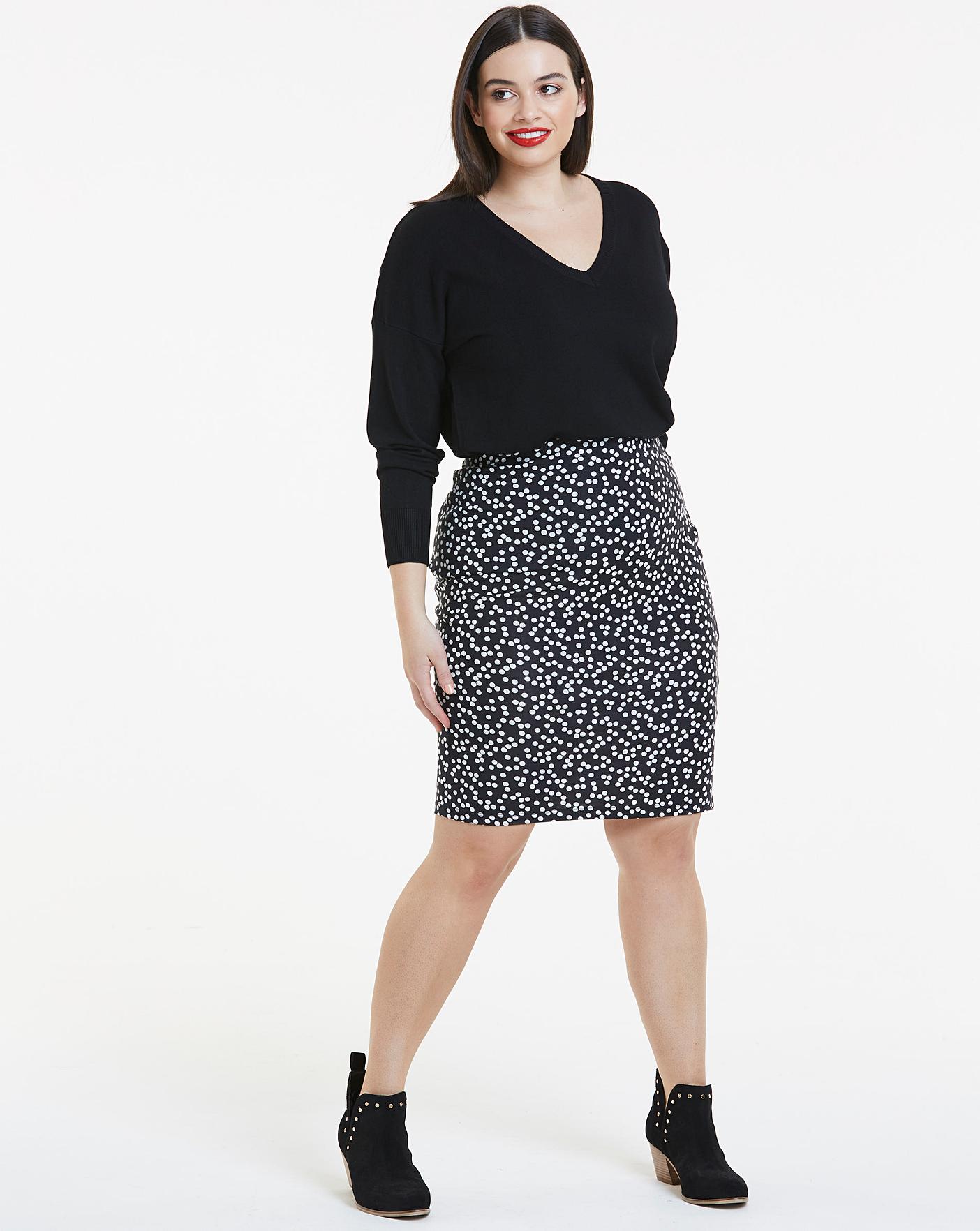 Spot Stretch Jersey Mini Tube Skirt | Simply Be
