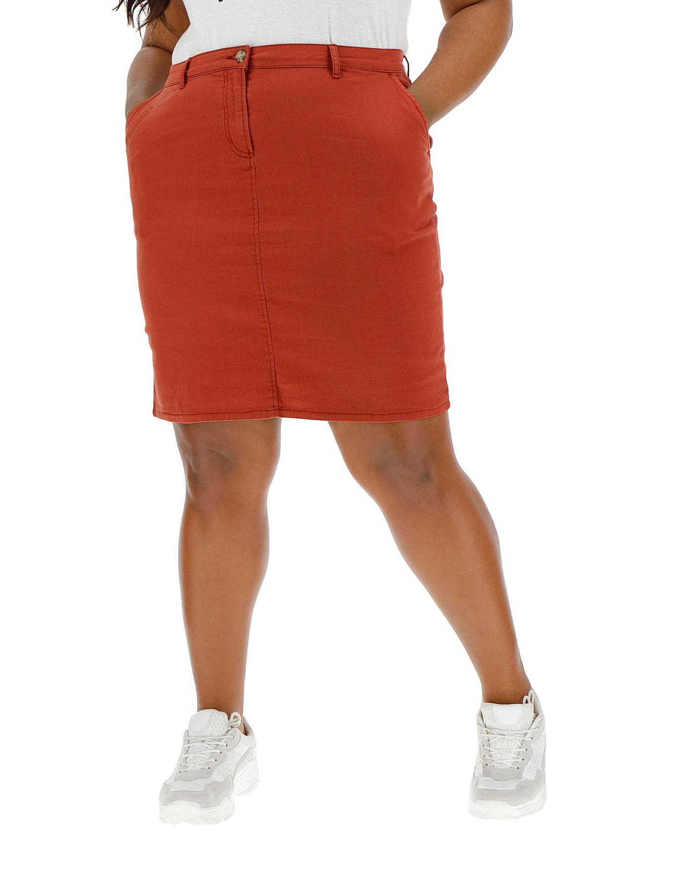 Cotton Rich Knee Length Chino Skirt Simply Be