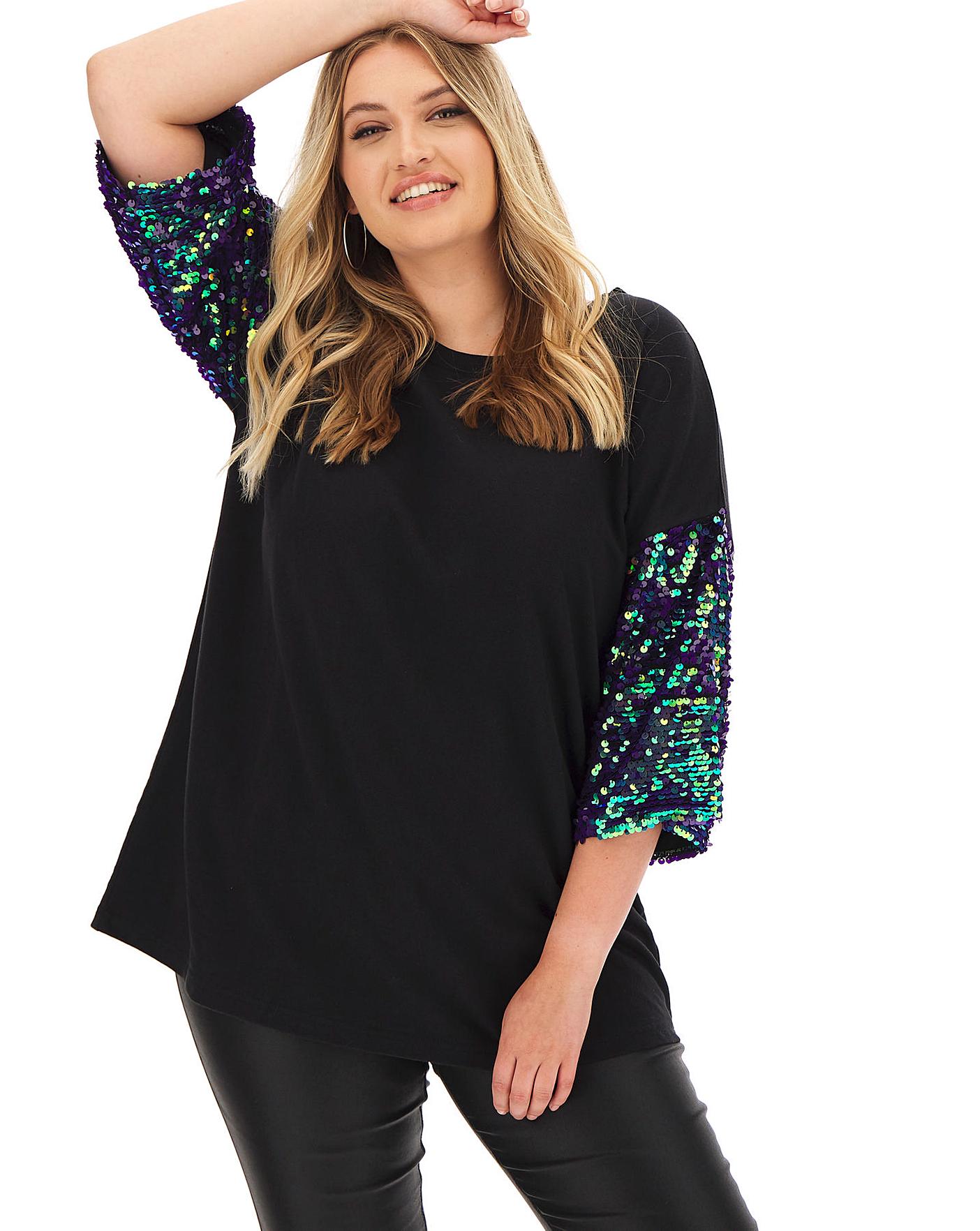 Sequin Sleeve Sweat Tunic | Simply Be