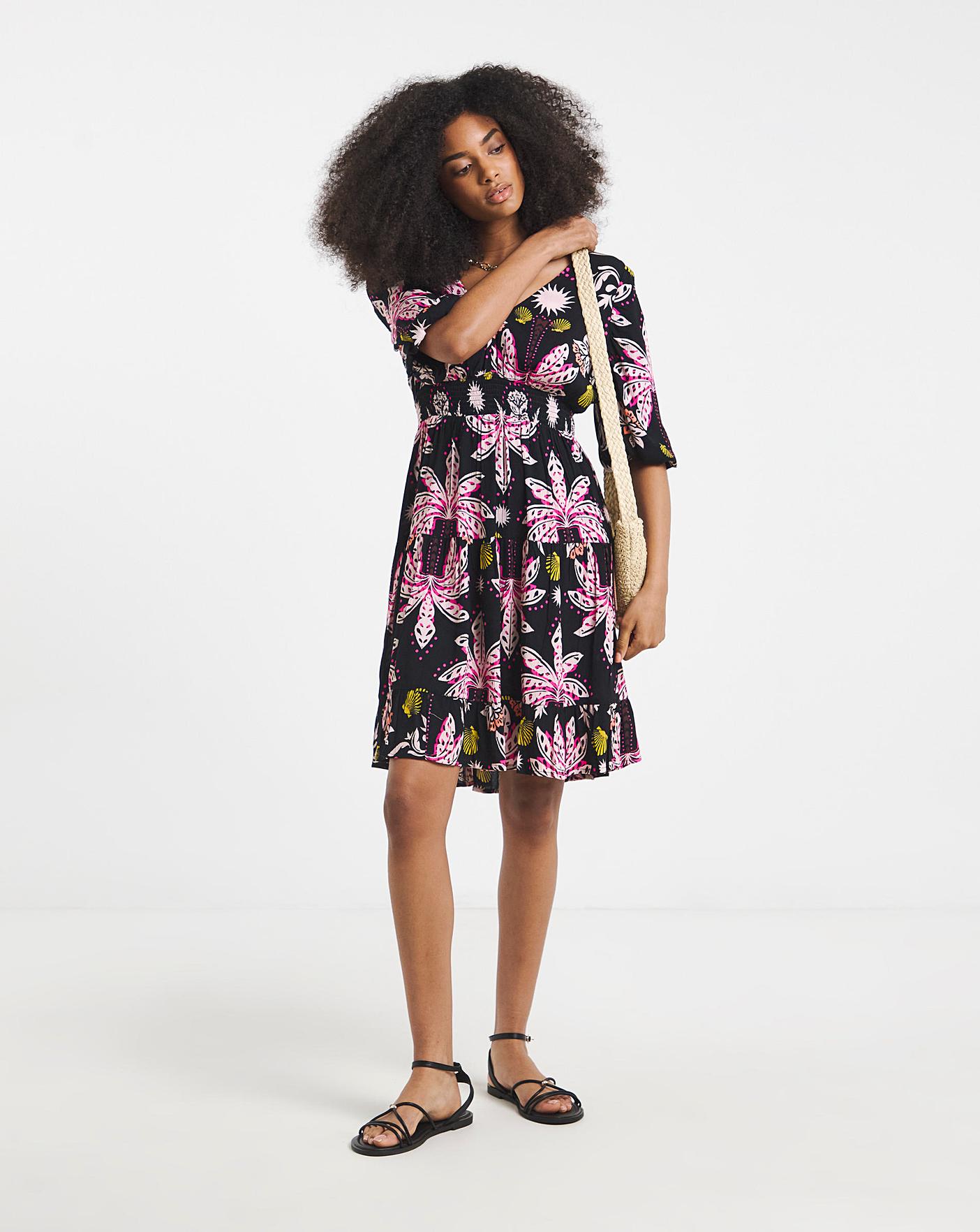 Crinkle Shirred Waist Skater Dress | Oxendales