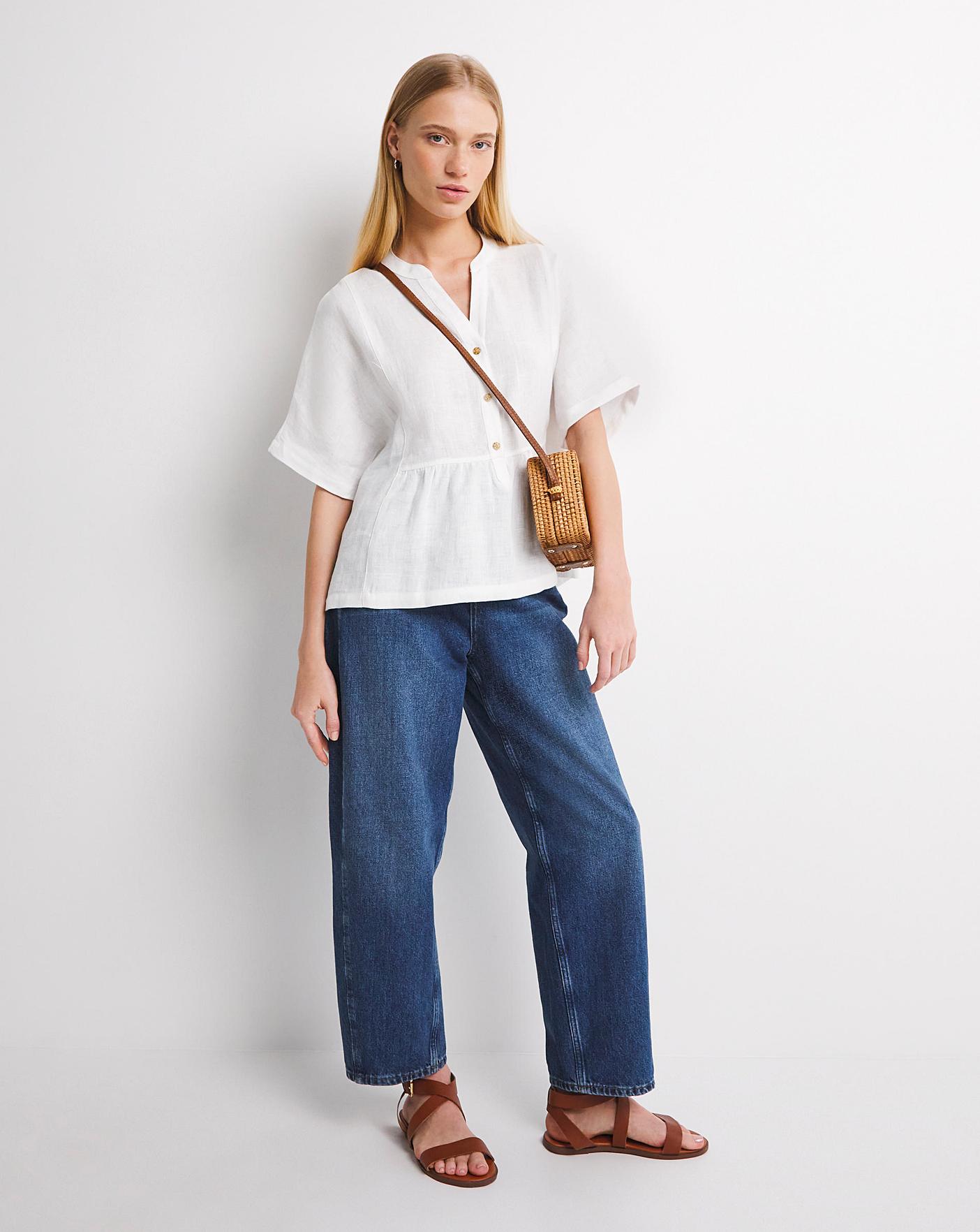 Whistles Linen Hannah Peplum Blouse | J D Williams