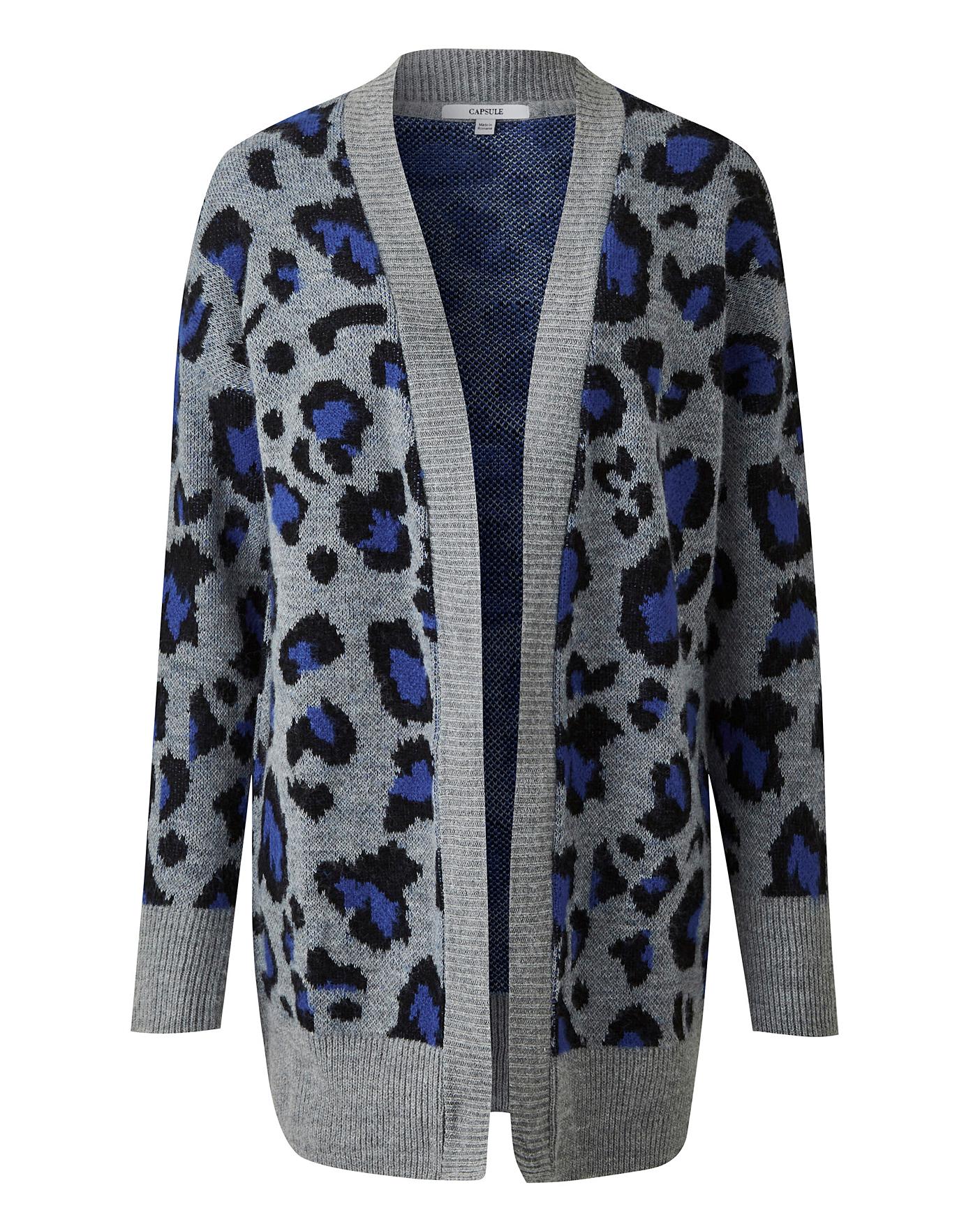 blue leopard cardigan
